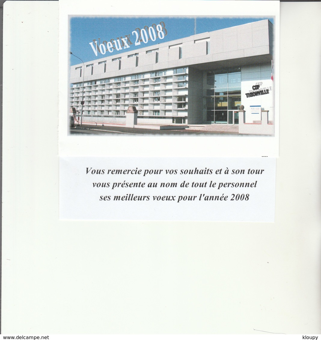 L3 - Carte De Voeux  2008  Police THIONVILLE - Autres & Non Classés