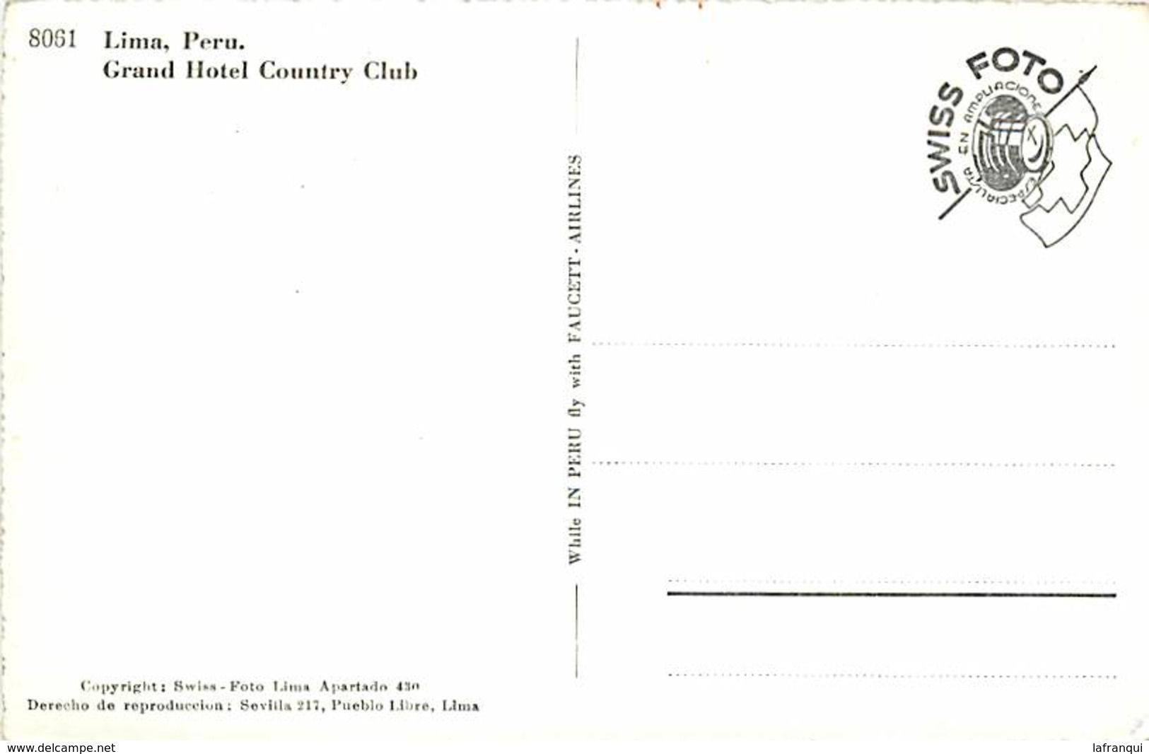 Pays Div -ref P410- Perou - Peru - Lima - Grand Hotel Country Club  - Carte Bon Etat - - Pérou