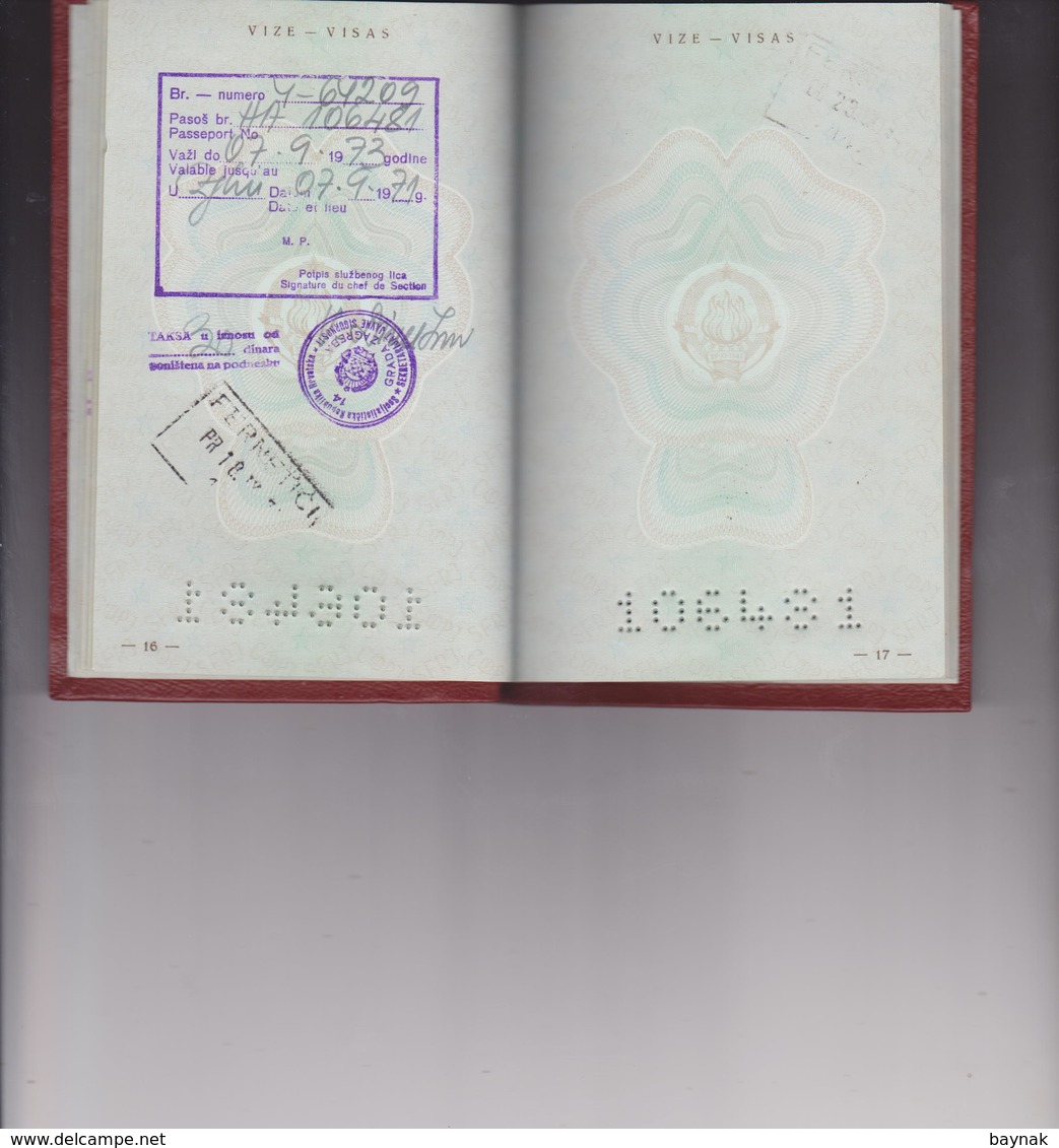 P28  --  SFR  YUGOSLAVIA  --  PASSPORT --  LADY PHOTO  ~ 1969 - Historische Dokumente