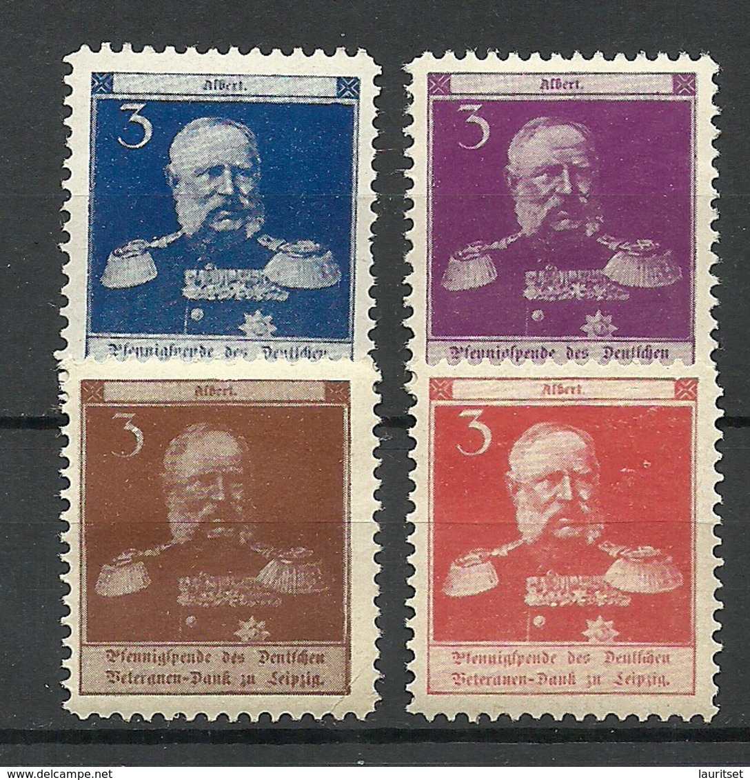 Germany Ca 1910 Albert Dt. Veteranen-Dank Zu Leipzig Spendemarken 3 Pfg MNH - Erinnophilie