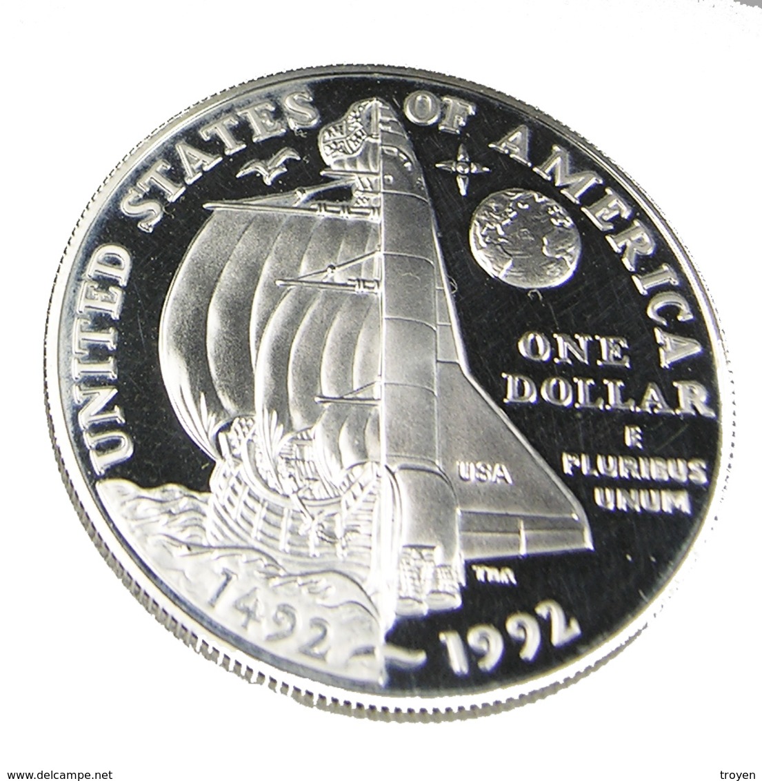 1 Dollar -  500  - Christophe Colomb  USA - 1992 - Argent 900. - Sup - 26,7 Gr. - - Collections