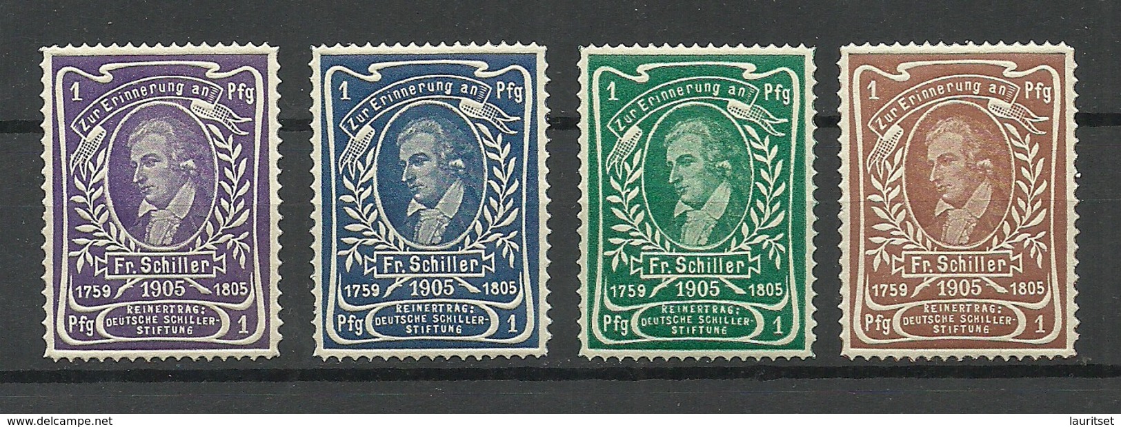 Germany 1905 Friedrich Schiller - Stiftung Vignetten Poster Stamps Spendemarken 1 Pfg MNH - Erinnophilie