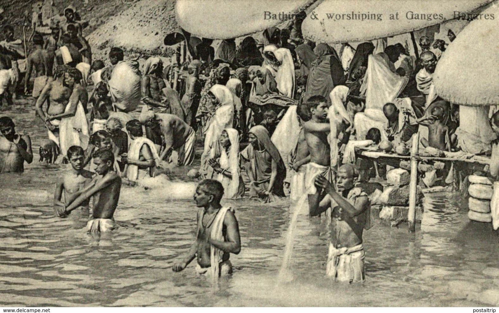 RARE   Benares, Bathing & Worshiping At Ganges - India