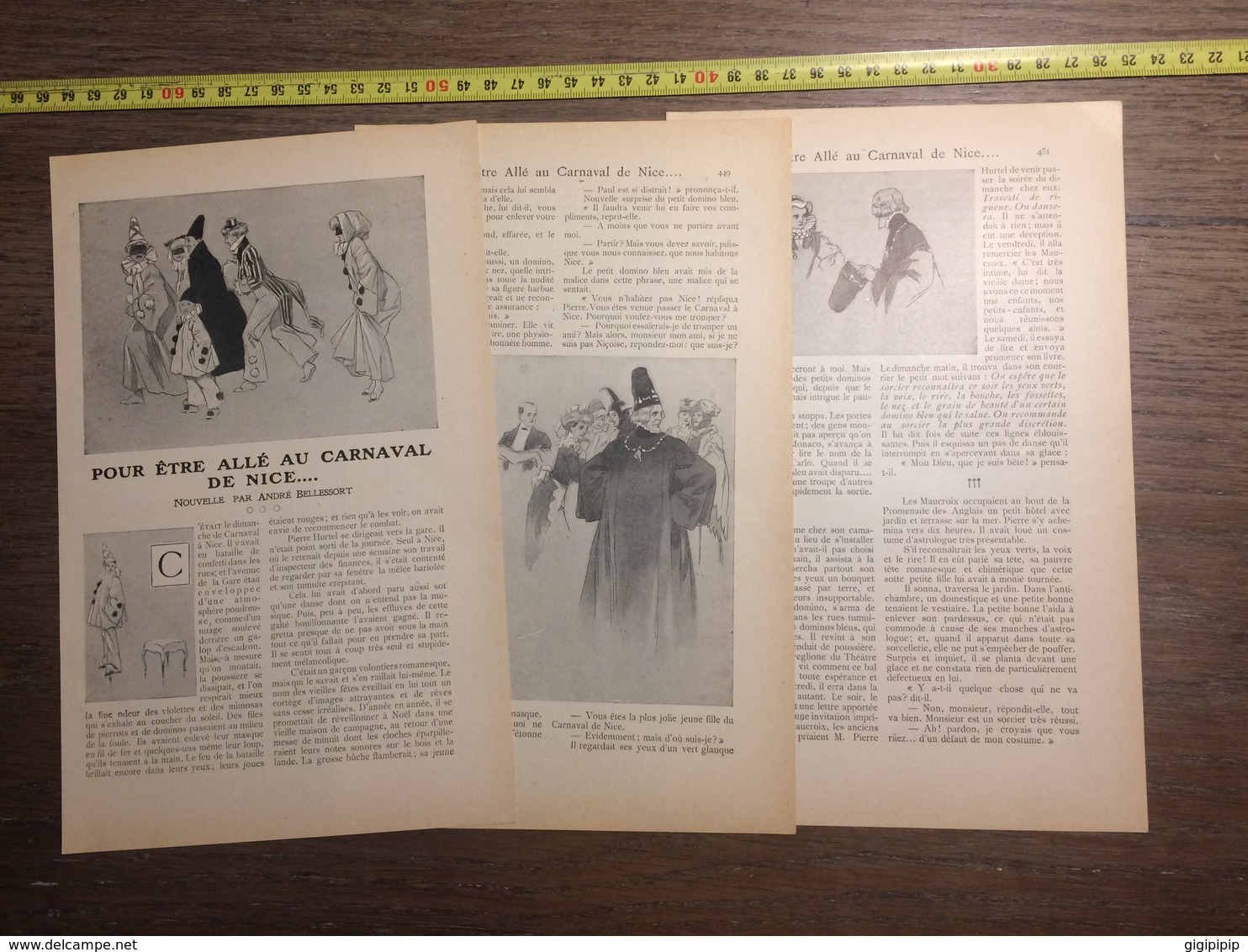 1909 DOCUMENT POUR ETRE ALLE AU CARNAVAL DE NICE NOUVELLE DE ANDRE BELLESSORT RENE VINCENT - Collections