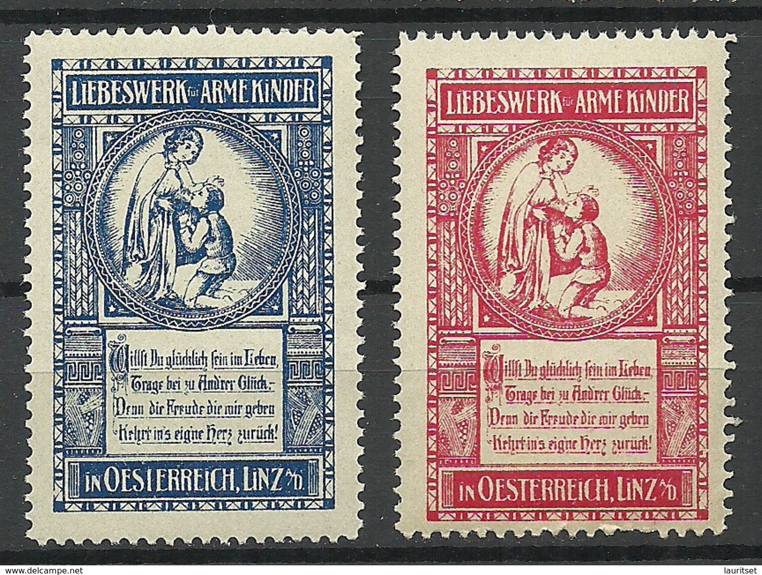 AUSTRIA Österreich Ca 1910 Wohlfahrt Arme Kinder Spendemarken Charity Linz Child Protection MNH - Erinnophilie