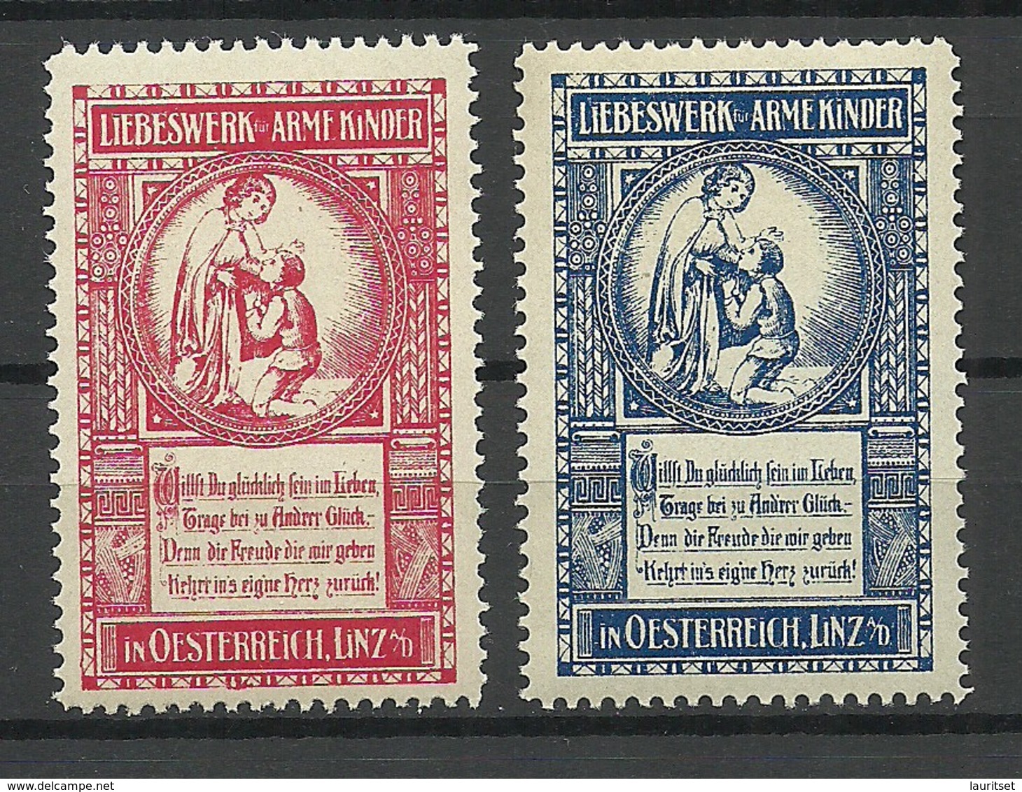 AUSTRIA Österreich Ca 1910 Wohlfahrt Arme Kinder Spendemarken Charity Linz Child Protection MNH - Erinnofilia