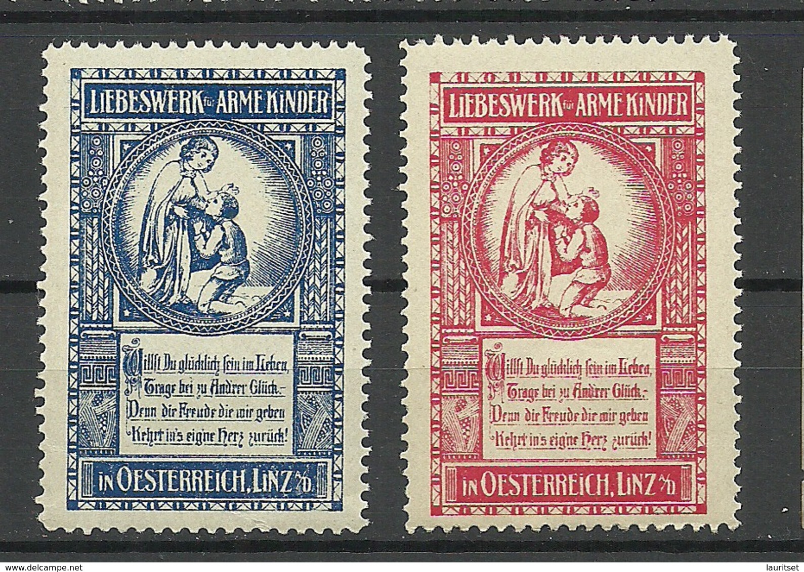 AUSTRIA Österreich Ca 1910 Wohlfahrt Arme Kinder Spendemarken Charity Linz Child Protection MNH - Cinderellas