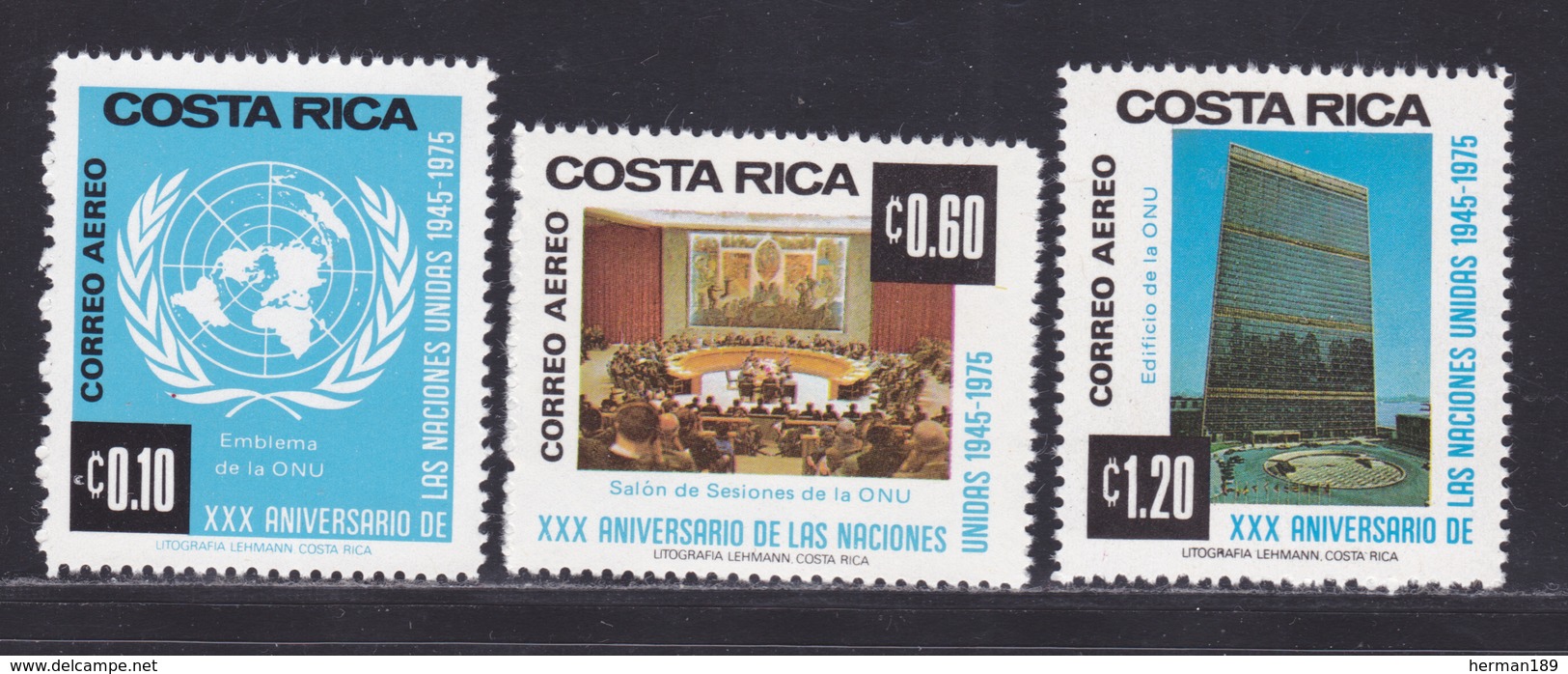 COSTA RICA AERIENS N°  633 à 635 ** MNH Neufs Sans Charnière, TB (D8173) Anniversaire Des Nations Unies -1975 - Costa Rica