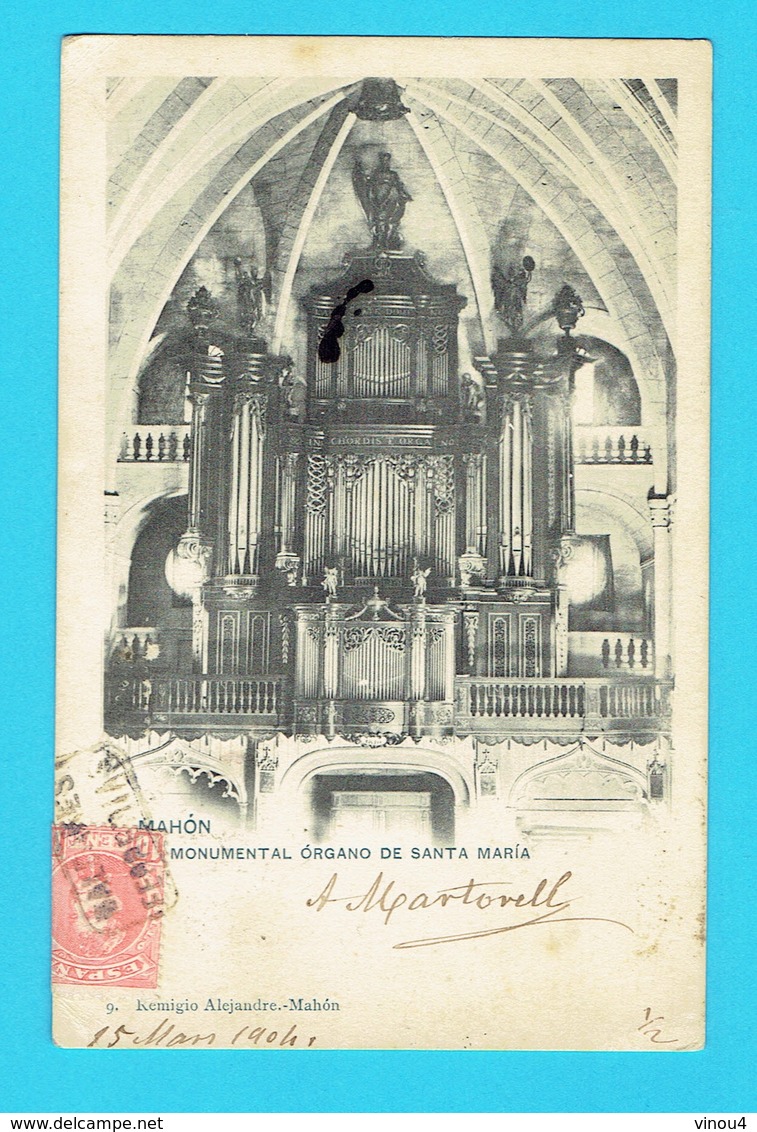 CPA Baléares MAHON Organo De Santa Maria - Orgue, Orgues, Orgel , Organ Rare Voir 2 Scans Précurseur 1904 - Musique Et Musiciens