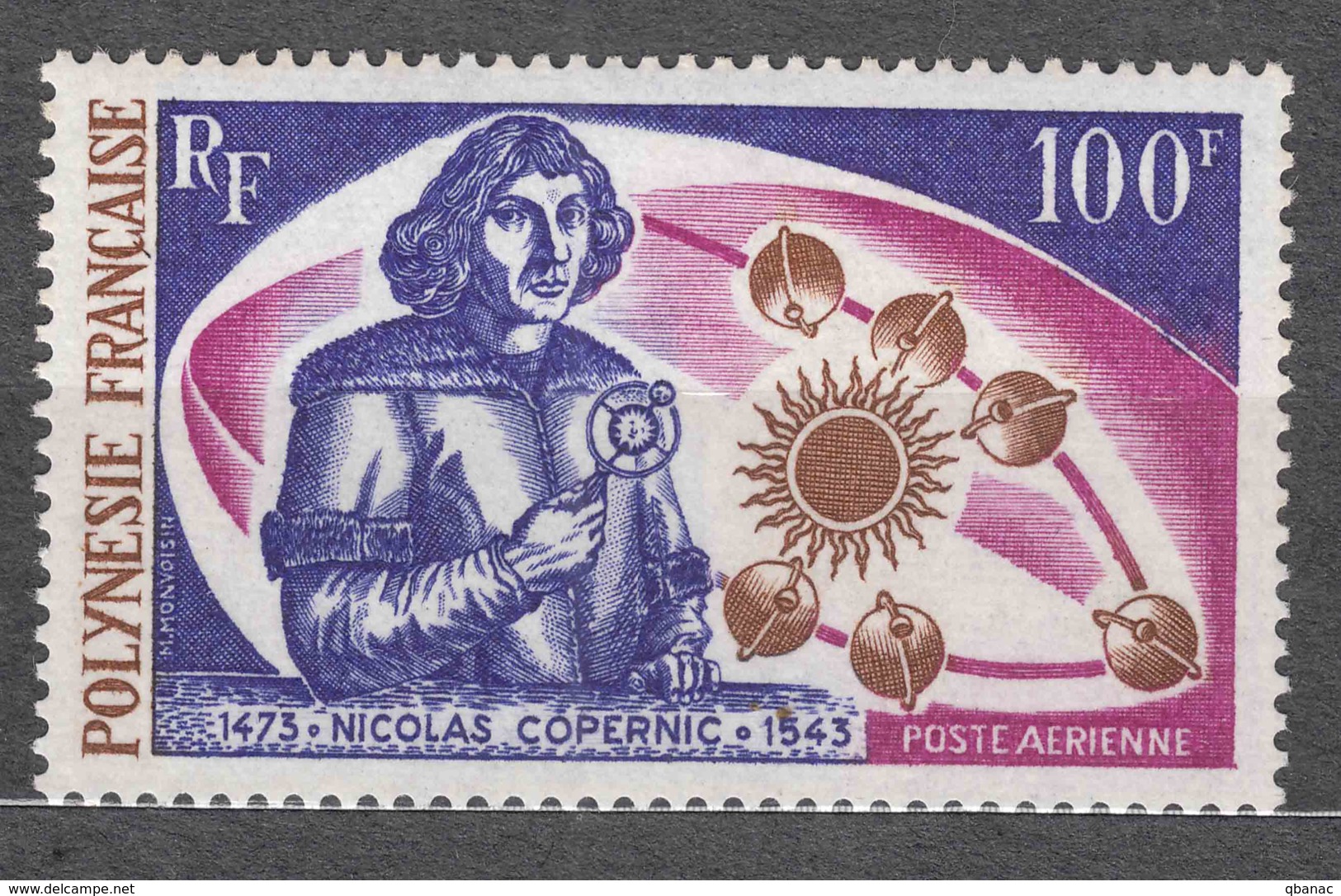 French Polynesia Polinesie 1973 Copernikus Mi#164 Yvert#PA 72 Mint Never Hinged - Unused Stamps