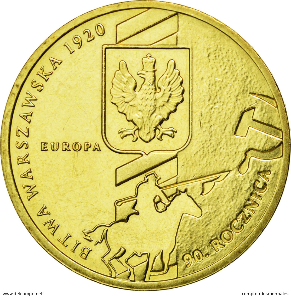 Monnaie, Pologne, Battle Of Warsaw, 2 Zlote, 2010, Warsaw, TTB, Laiton, KM:735 - Pologne