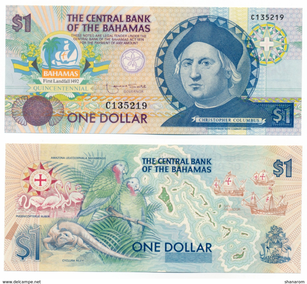 1992 // THE CENTRAL BANK OF THE BAHAMAS // Commemorative Bill // 1 Dollar // UNC - Bahamas