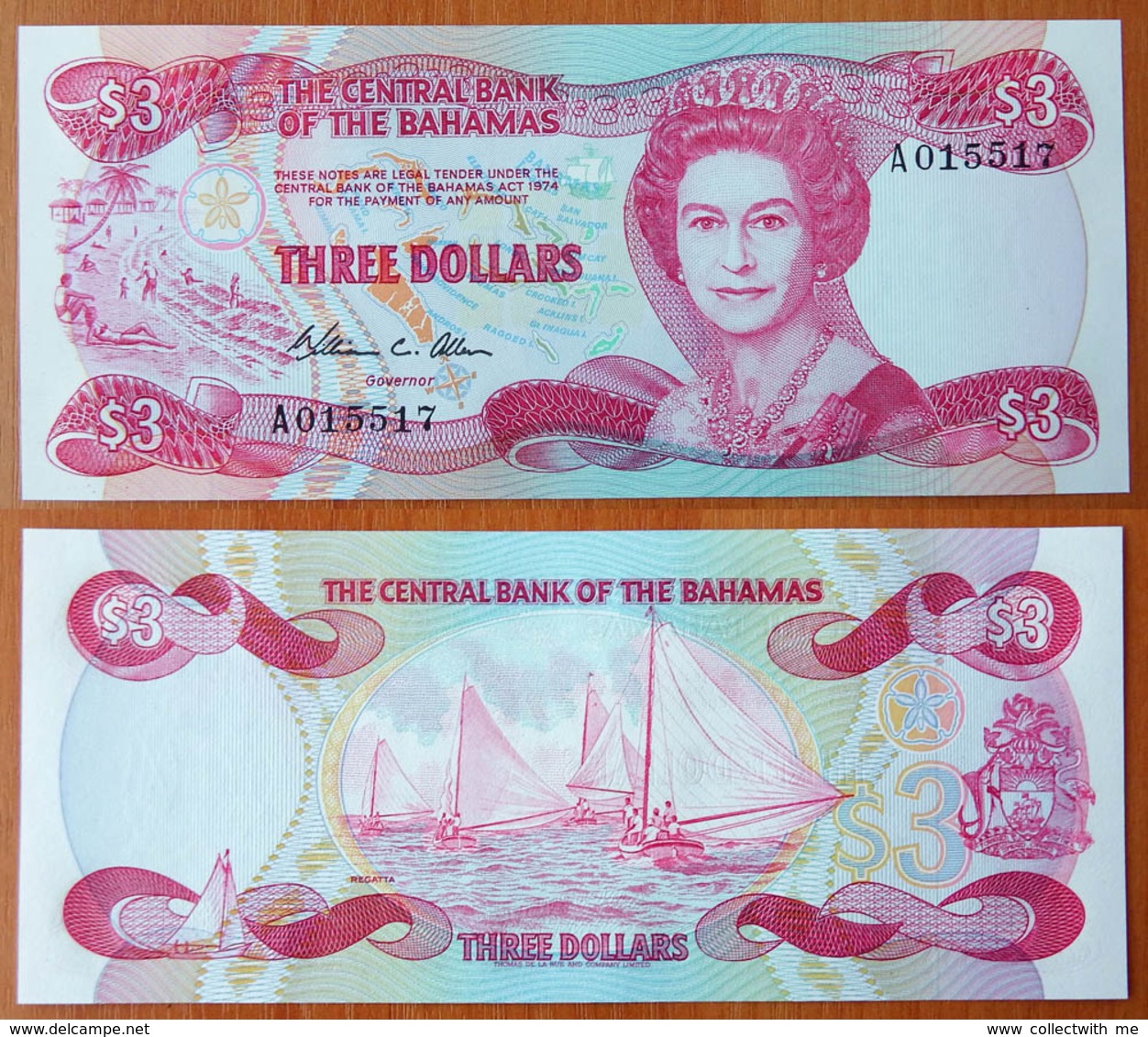Bahamas 3 Dollars 1974 (1984) UNC - Bahamas