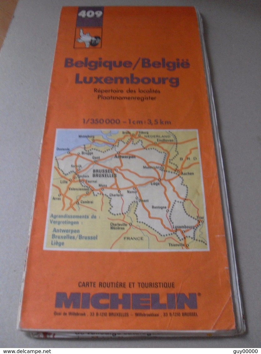 Ancienne Carte Michelin N° 409 Belgique Luxembourg - 1989 - Non Classés