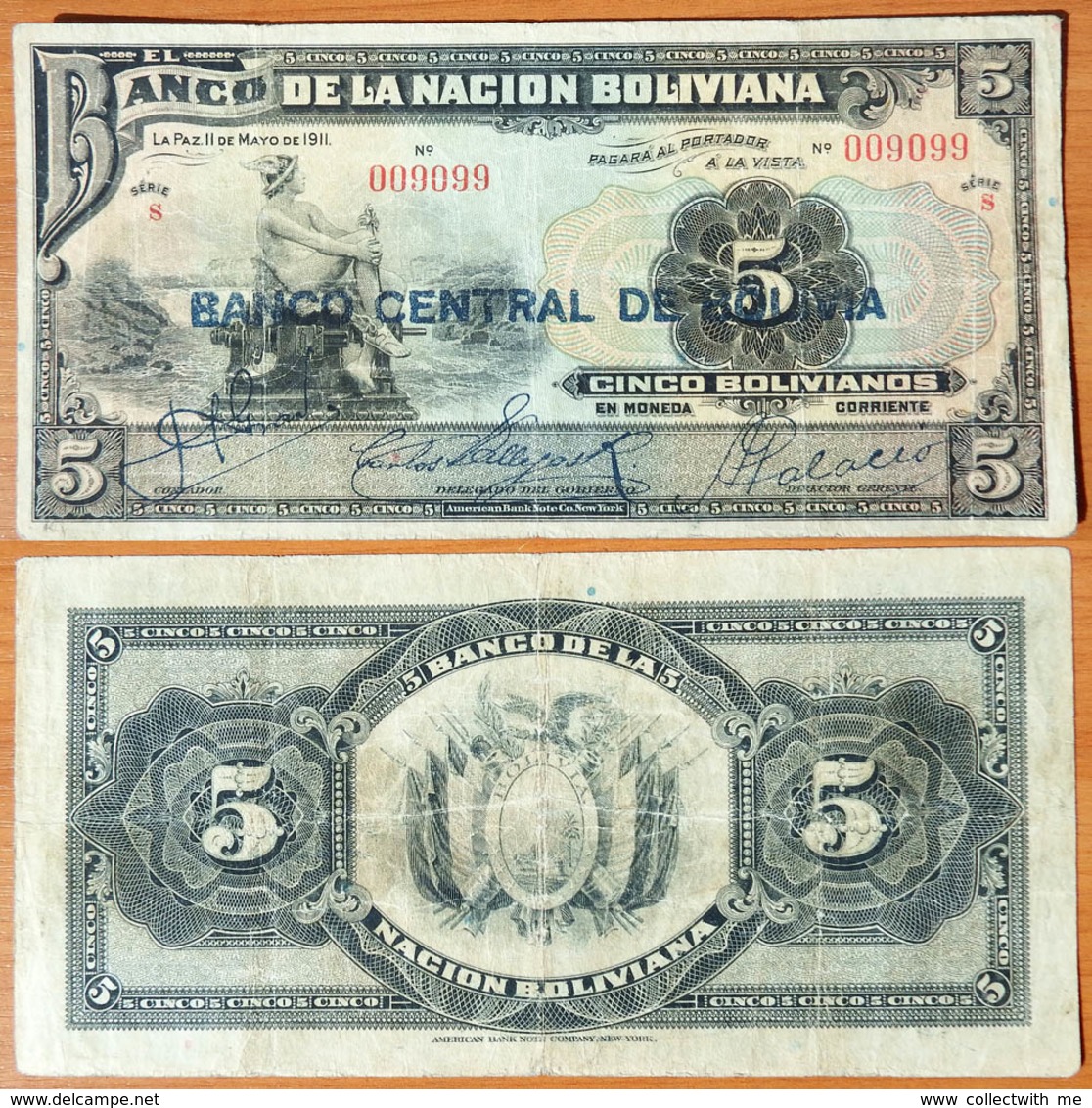 Bolivia 5 Boliviano 1929 Number 009099 - Bolivia