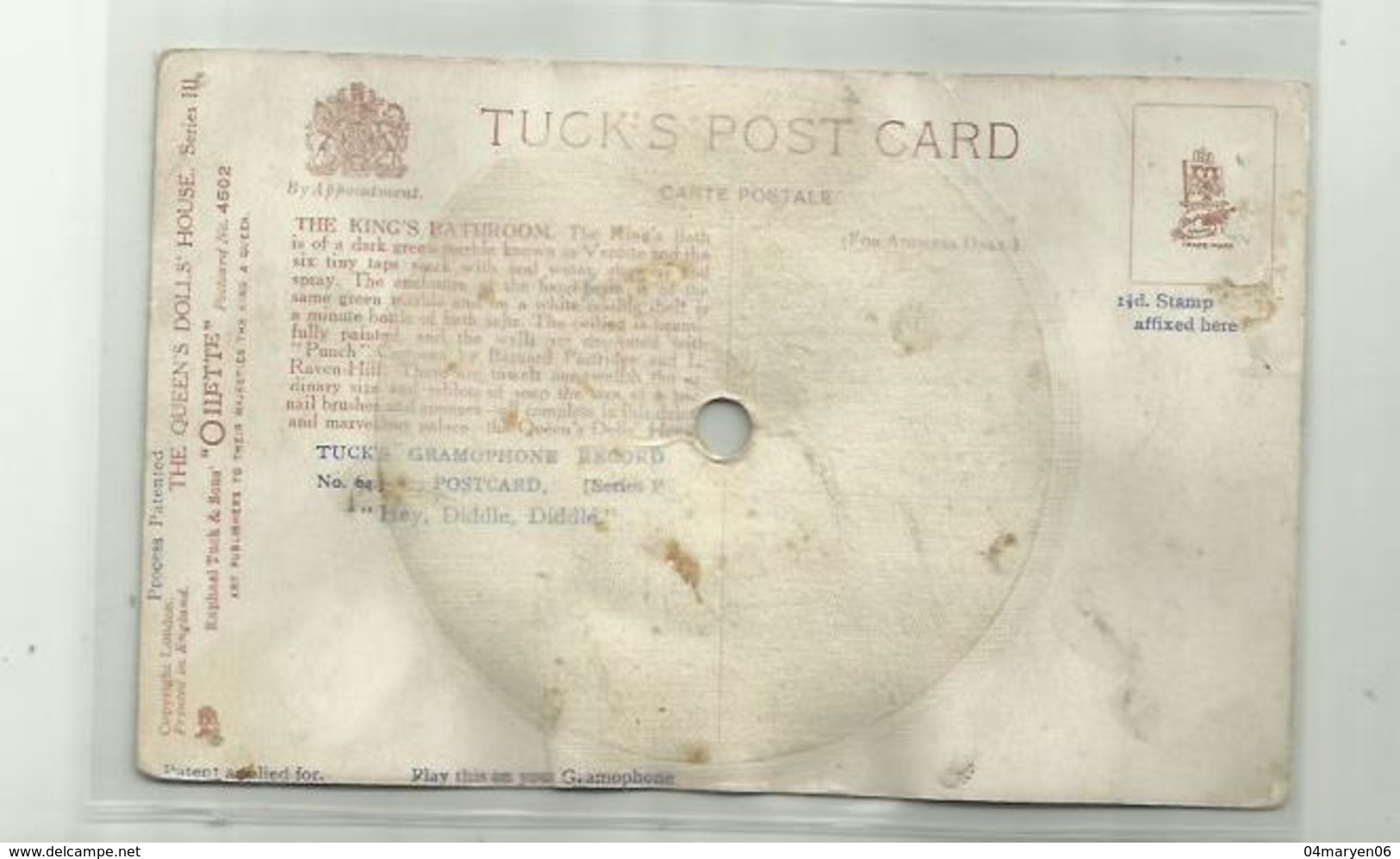 -*- 1 X  CP-  DISQUE  *-----TUCK'S GRAMOPHONE RECORD POSTCARD  . - Tuck, Raphael