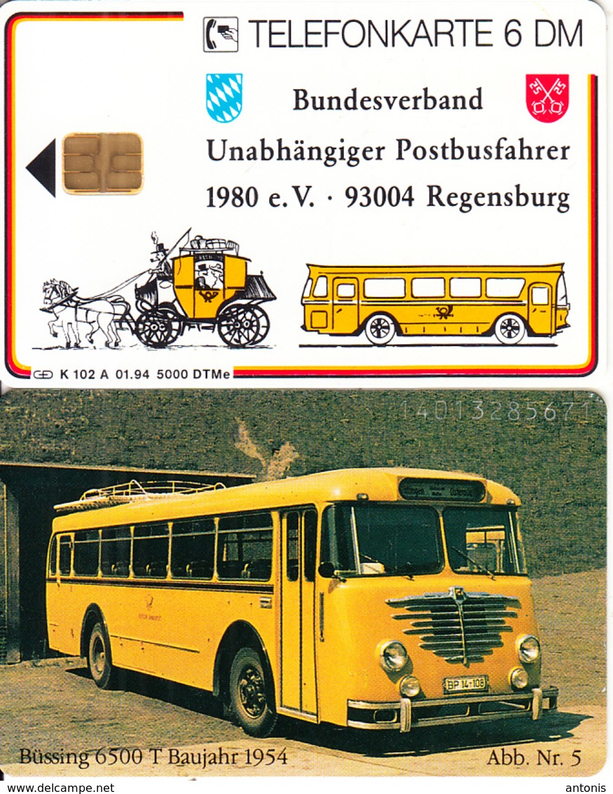 GERMANY - Bundesverband Unabhängiger Postbusfahrer 5/Bussing 6500 T(K 102 A), Tirage 5000, 01/94, Mint - K-Series : Série Clients