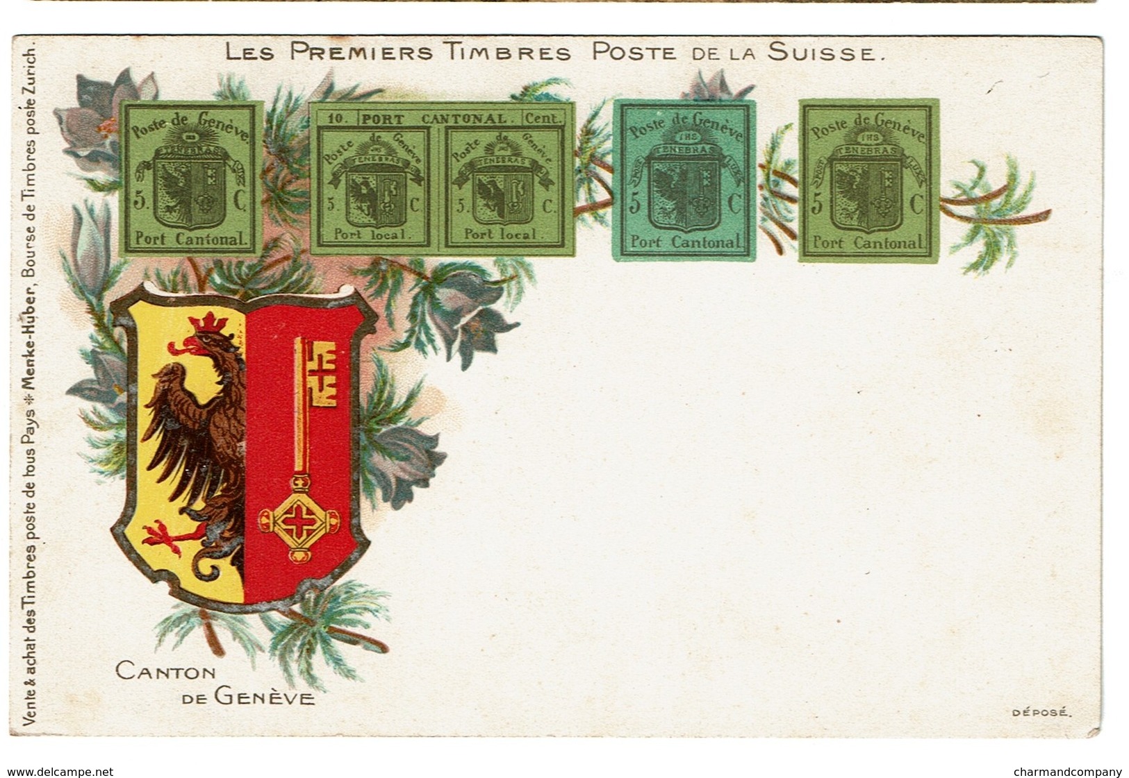 Les Premiers Timbres Poste De La Suisse - Canton De Genève - Menke-Huber - 2 Scans - Timbres (représentations)