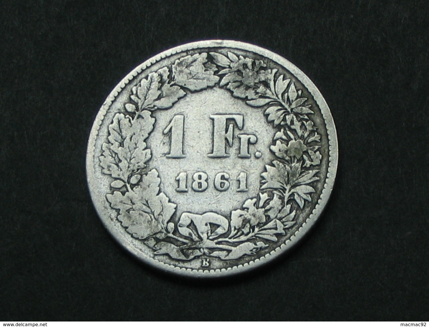 1 Franc 1861 B En Argent - Silver  - Suisse - Switzerland **** EN ACHAT IMMEDIAT **** - Autres & Non Classés