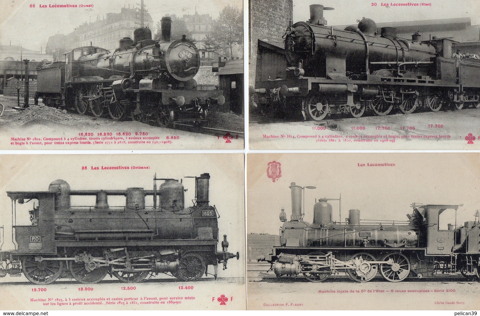 Superbe Gros LOT 110 CPA Train LOCOMOTIVE Sncf Chemin De Fer Exceptionnel Rare Extra No Album Fleury - 100 - 499 Cartes