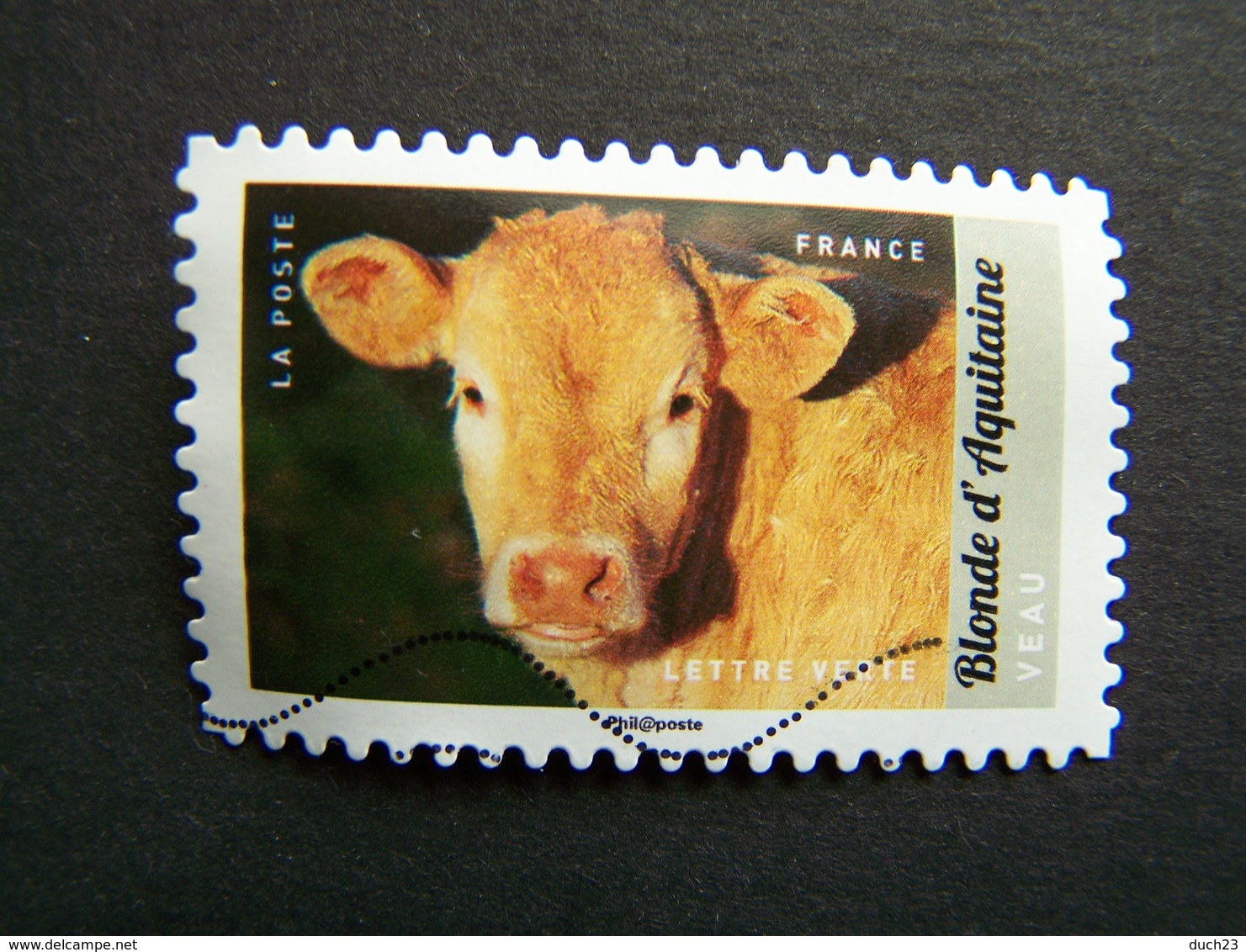 N°1391 VEAU BLONDE D'AQUITAINE OBLITERE ANNEE 2016 SERIE DU CARNET VEAU VACHE COCHON AUTOCOLLANT ADHESIF - Oblitérés