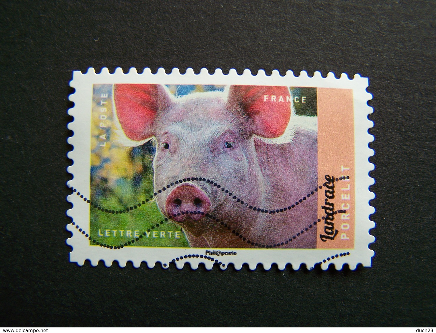 N°1392 PORCELET DE LANDRACE OBLITERE ANNEE 2016 SERIE DU CARNET VEAU VACHE COCHON AUTOCOLLANT ADHESIF - Oblitérés