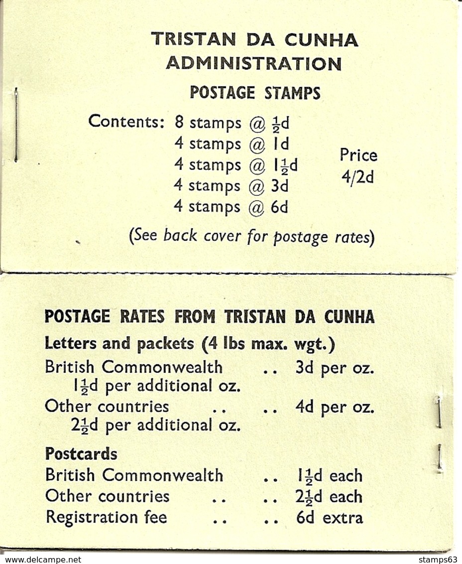 TRISTAN DA CUNHA, 1965, Booklet 4,  4/2 Queen, South Atlantic Map - Tristan Da Cunha