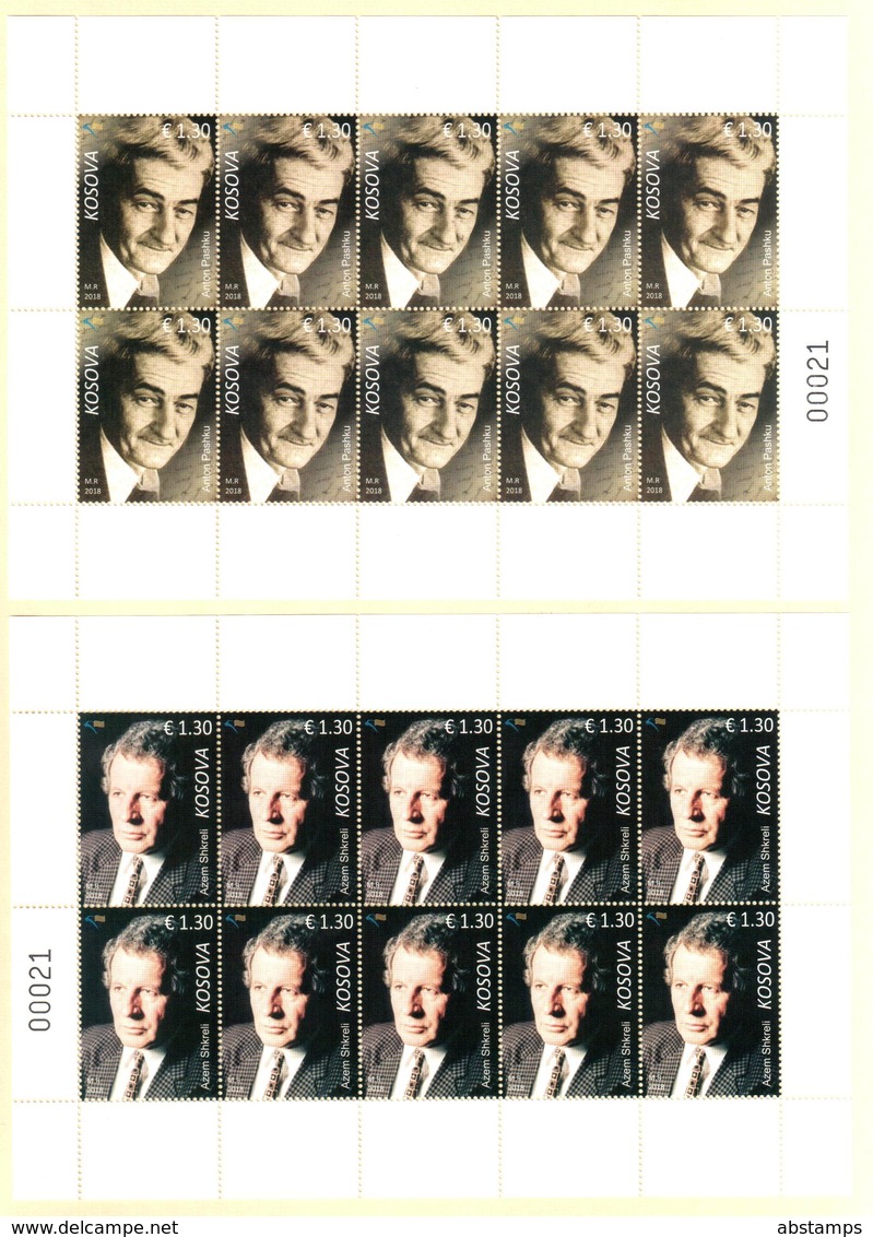 Kosovo Stamp 2018. Personalities, Writers: Anton Pashku, Azem Shkreli. Sheet MNH - Kosovo