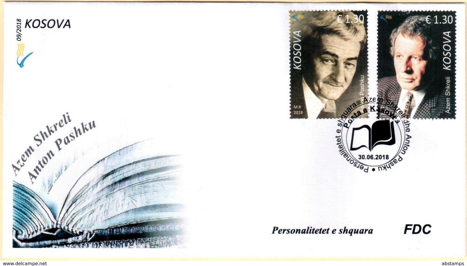 Kosovo Stamp 2018. Personalities, Writers: Anton Pashku, Azem Shkreli. FDC Set MNH - Kosovo