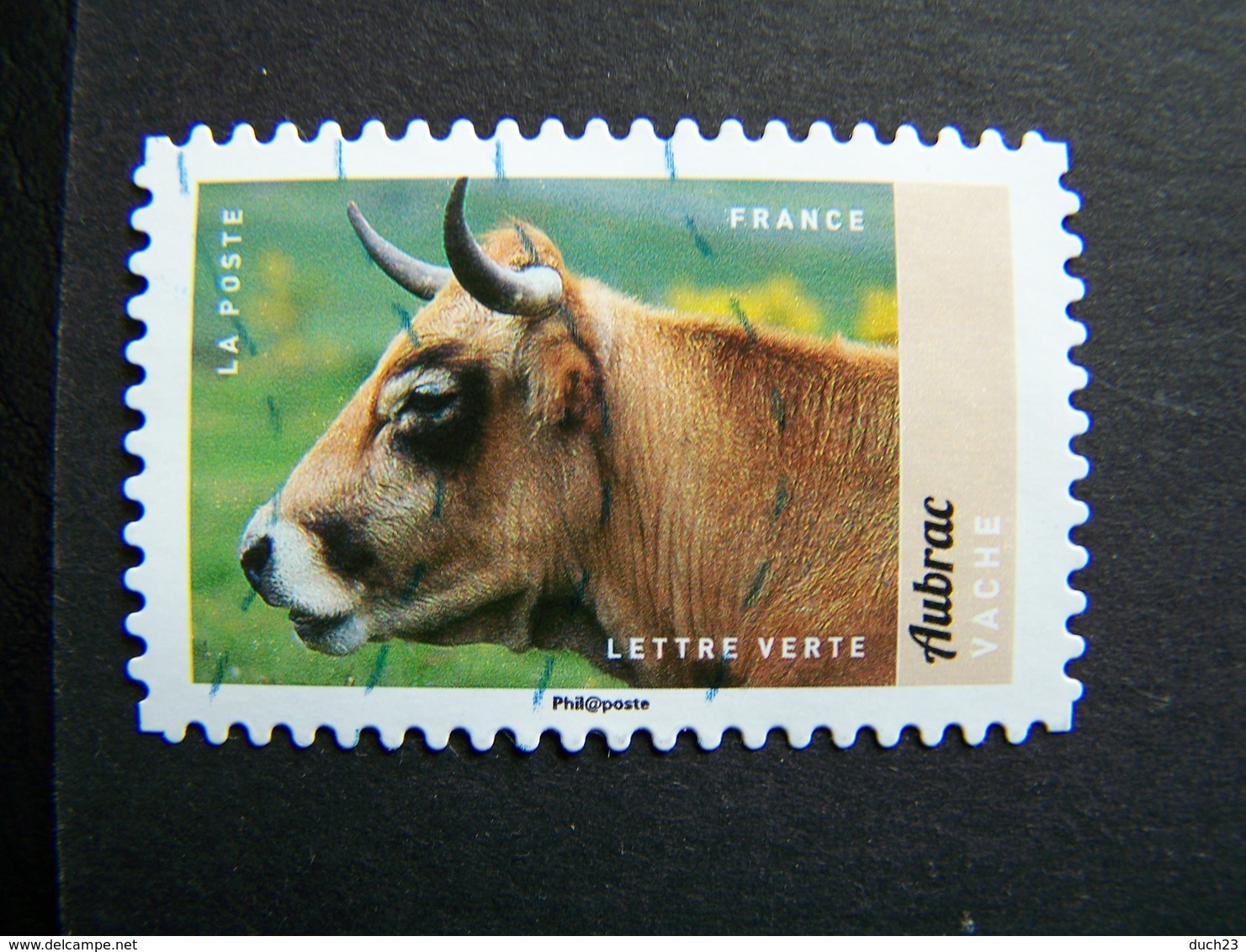 N°1396 LA VACHE DE L'AUBRAC OBLITERE ANNEE 2016 SERIE DU CARNET VEAU VACHE COCHON AUTOCOLLANT ADHESIF - Gebraucht