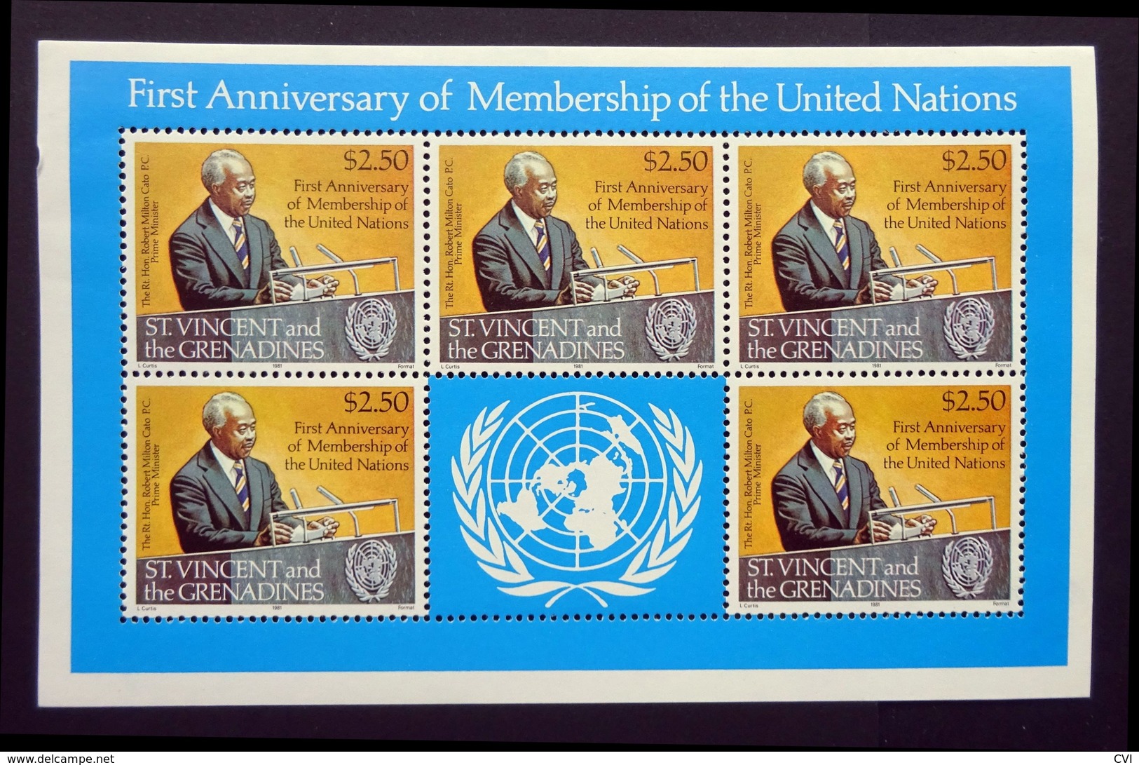 St.Vincent & The Grenadines 1981 First Anniversary Of UN Membership Minisheet (MNH). - St.Vincent & Grenadines