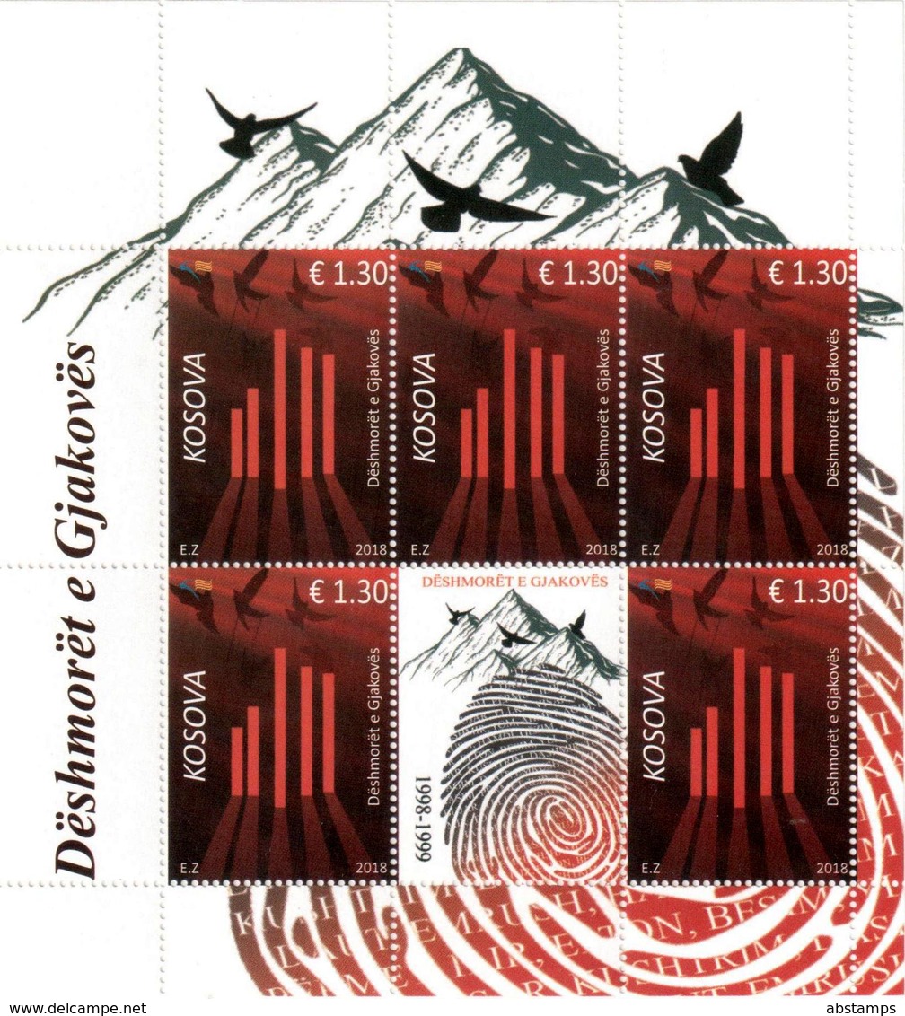 Kosovo Stamps 2018. Martyrs Of Gjakova. Dove. Birds. Fingerprints. Sheet MNH - Kosovo