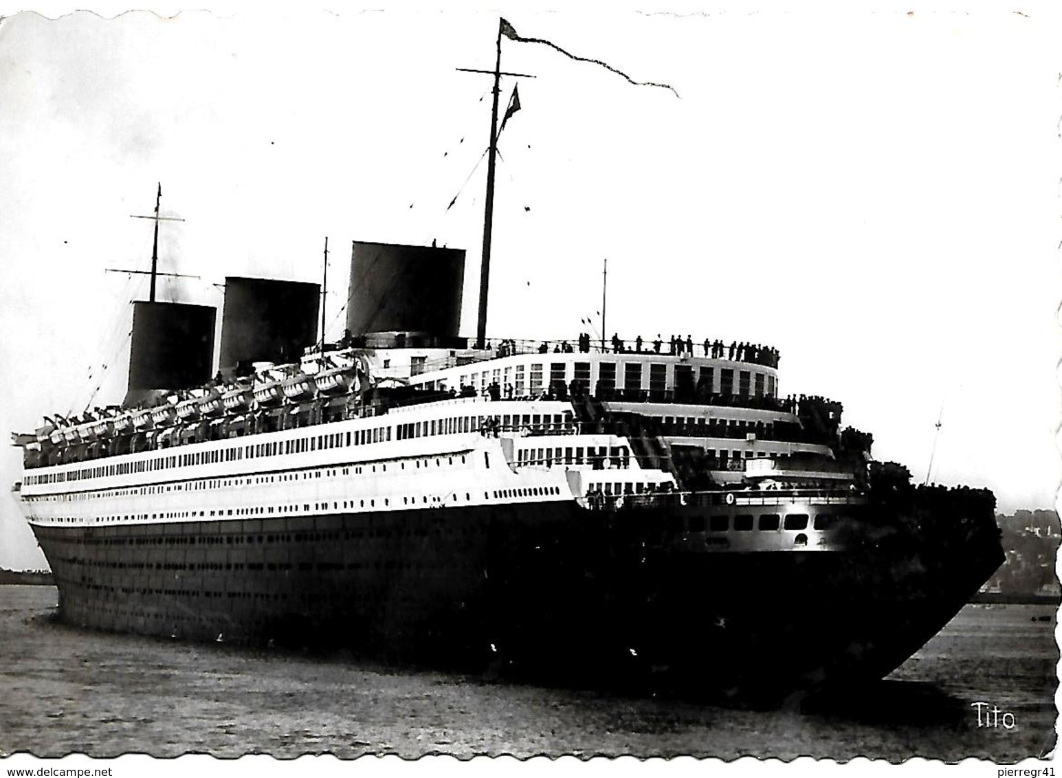 CPA-1938-PAQUEBOT-NORMANDIE-LES PLAGES ARRIERES Avec Des Passagers-Edit Tito- BE-RARE - Paquebots