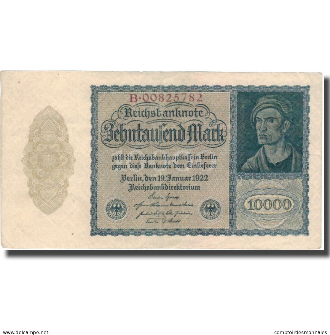 Billet, Allemagne, 10,000 Mark, 1922, 1922-01-19, KM:71, TTB - 10000 Mark