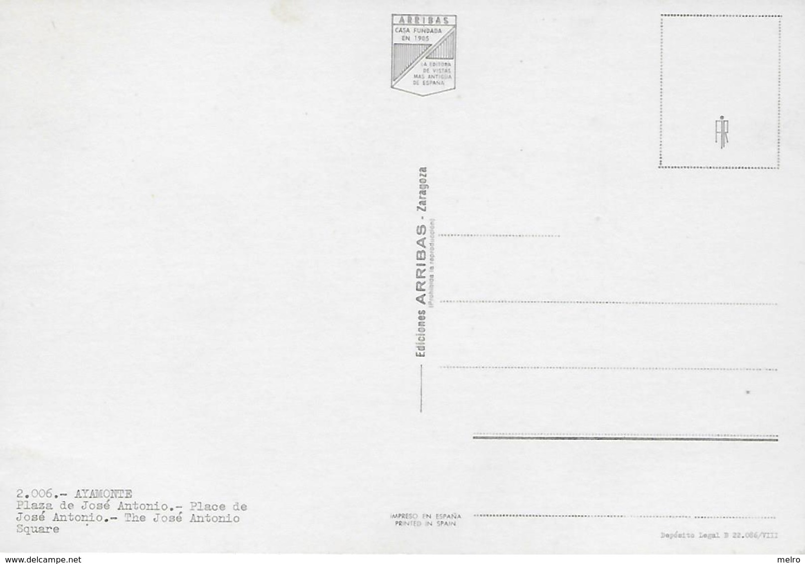 España - Tarjeta Postale - Ayamonte - Plaza De José António. - Altri & Non Classificati