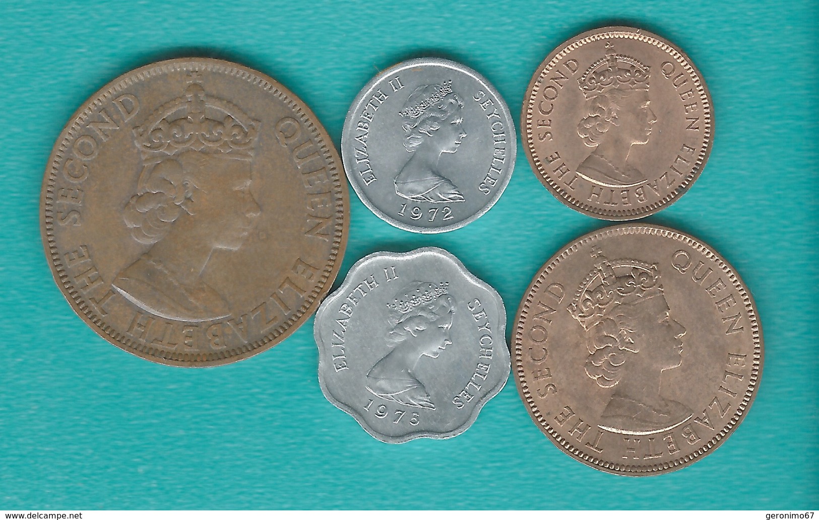 Elizabeth II - Cent - 1963 (KM14) & 1972 - (KM17) 2 Cents - 1961 (KM15) 5 Cents - 1969 (KM16) & 1974 (KM18) - Seychelles
