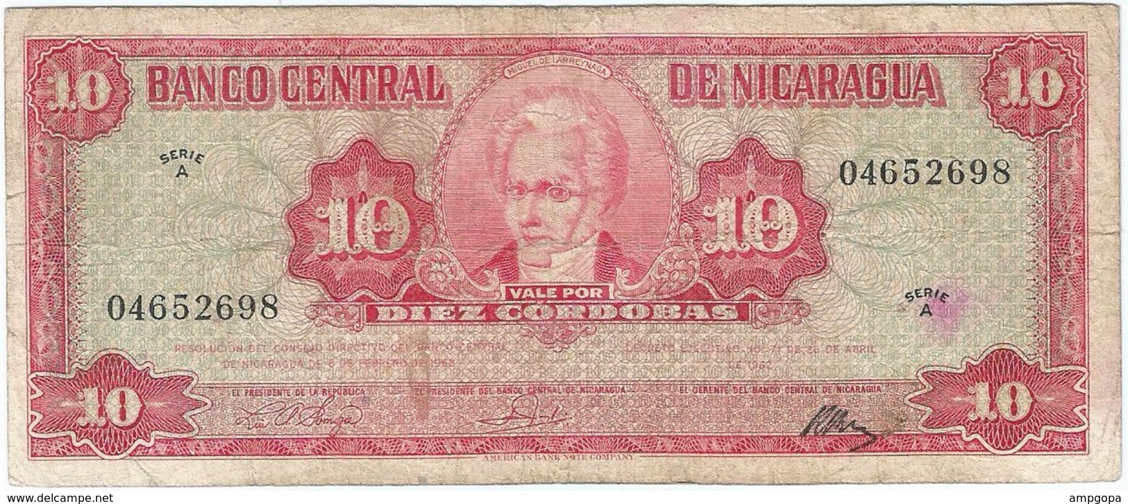 Nicaragua 10 Córdobas 1962 Pick 109a Ref 1 - Nicaragua