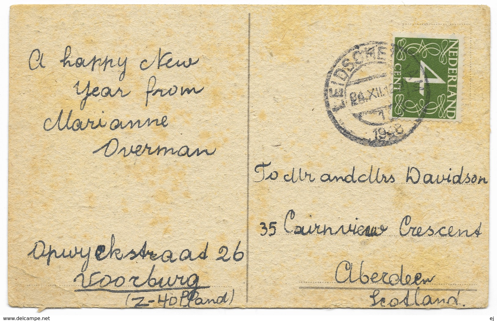 Gelukkig Nieuwjaar - Postbode Die Post Bezorgt - Postmark 1948 - New Year