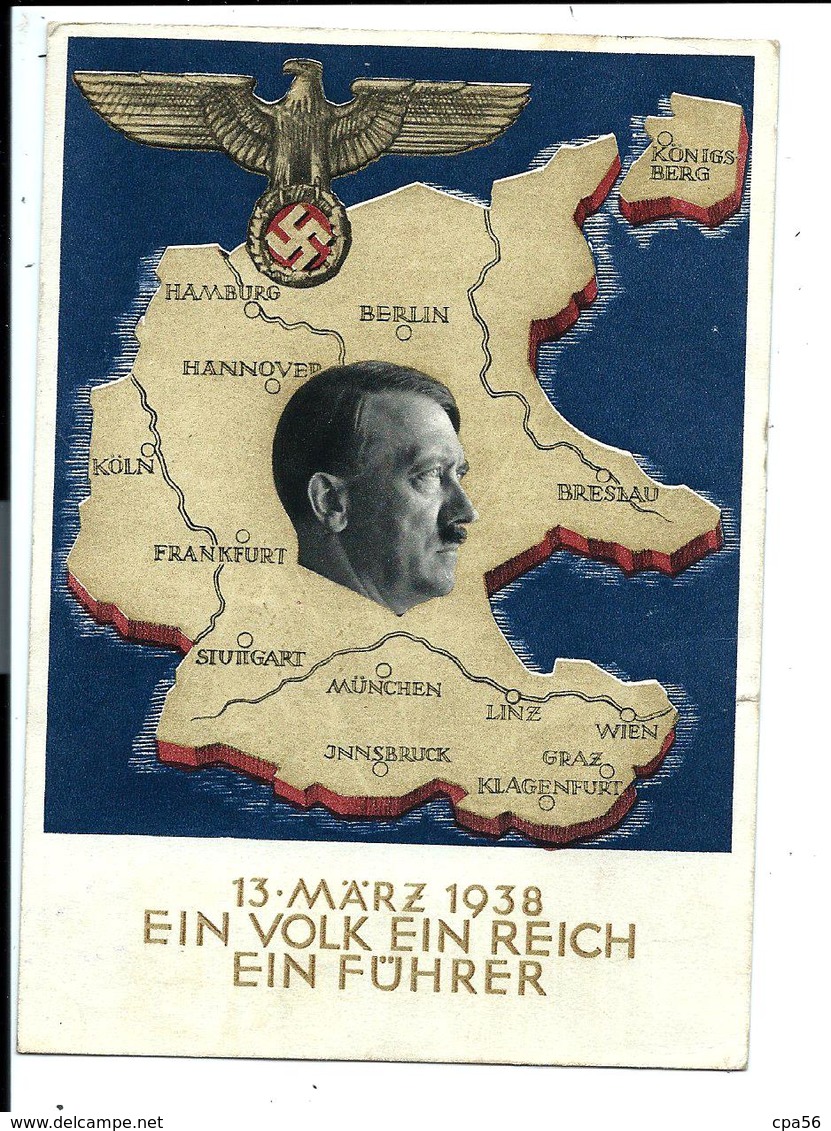 ENTIER Postal EIN FUHRER 13/03/1938 - Expédié De WIEN Autriche - Briefe U. Dokumente