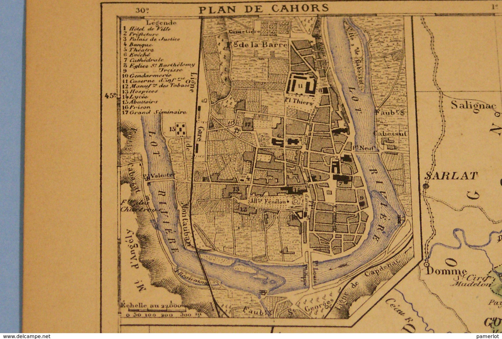 FRANCE Carte Géographique   - C: 1880, Dep. LOT, Avec Plan De CAHORS. + Illustration De CAHORS - Cartes Géographiques