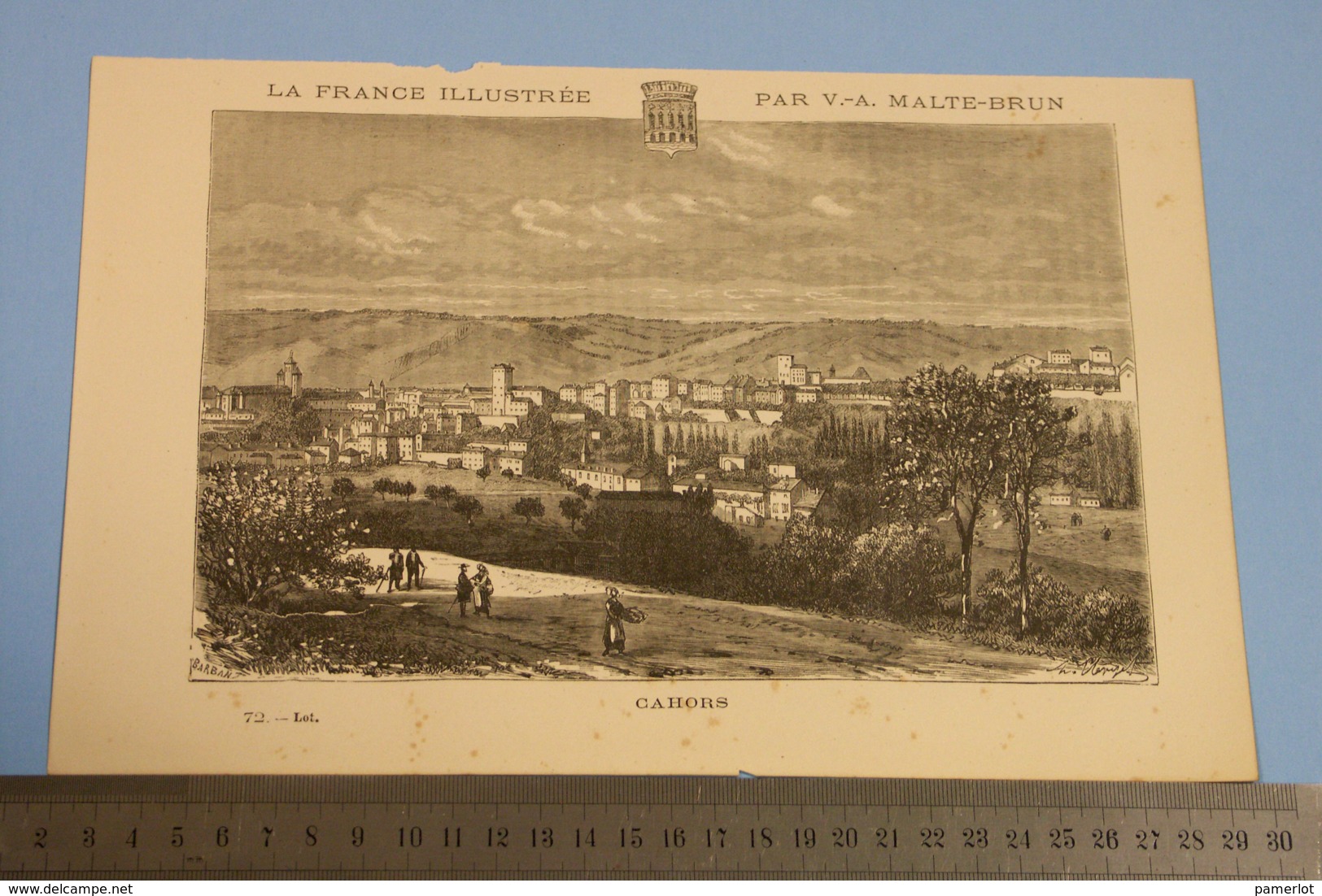 FRANCE Carte Géographique   - C: 1880, Dep. LOT, Avec Plan De CAHORS. + Illustration De CAHORS - Cartes Géographiques