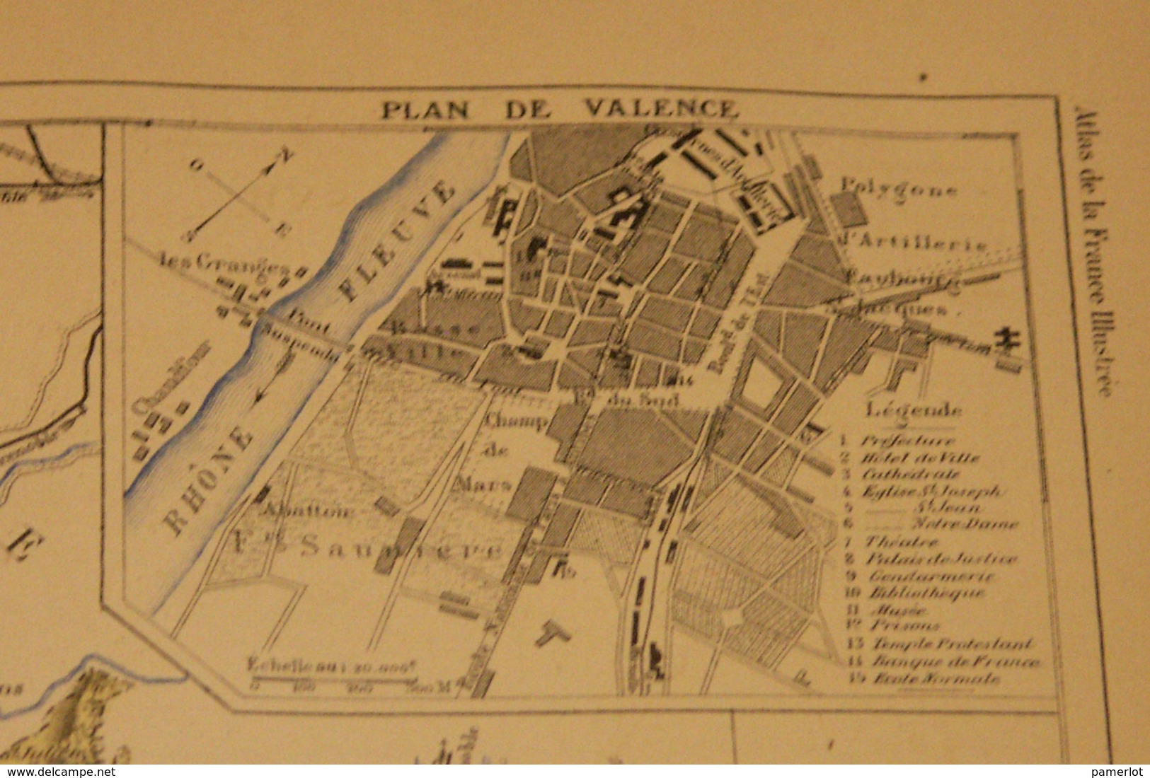 FRANCE Carte Géographique   - C: 1880, Dep. LA DRÔME, Avec Plan De VALENCE + Illustration De VALENCE - Cartes Géographiques