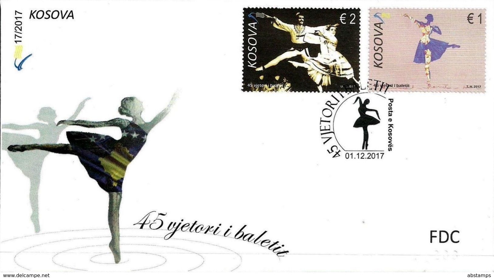 Kosovo Stamps 2017. 45th Anniversary Of Ballet. Dance. FDC Set MNH - Kosovo