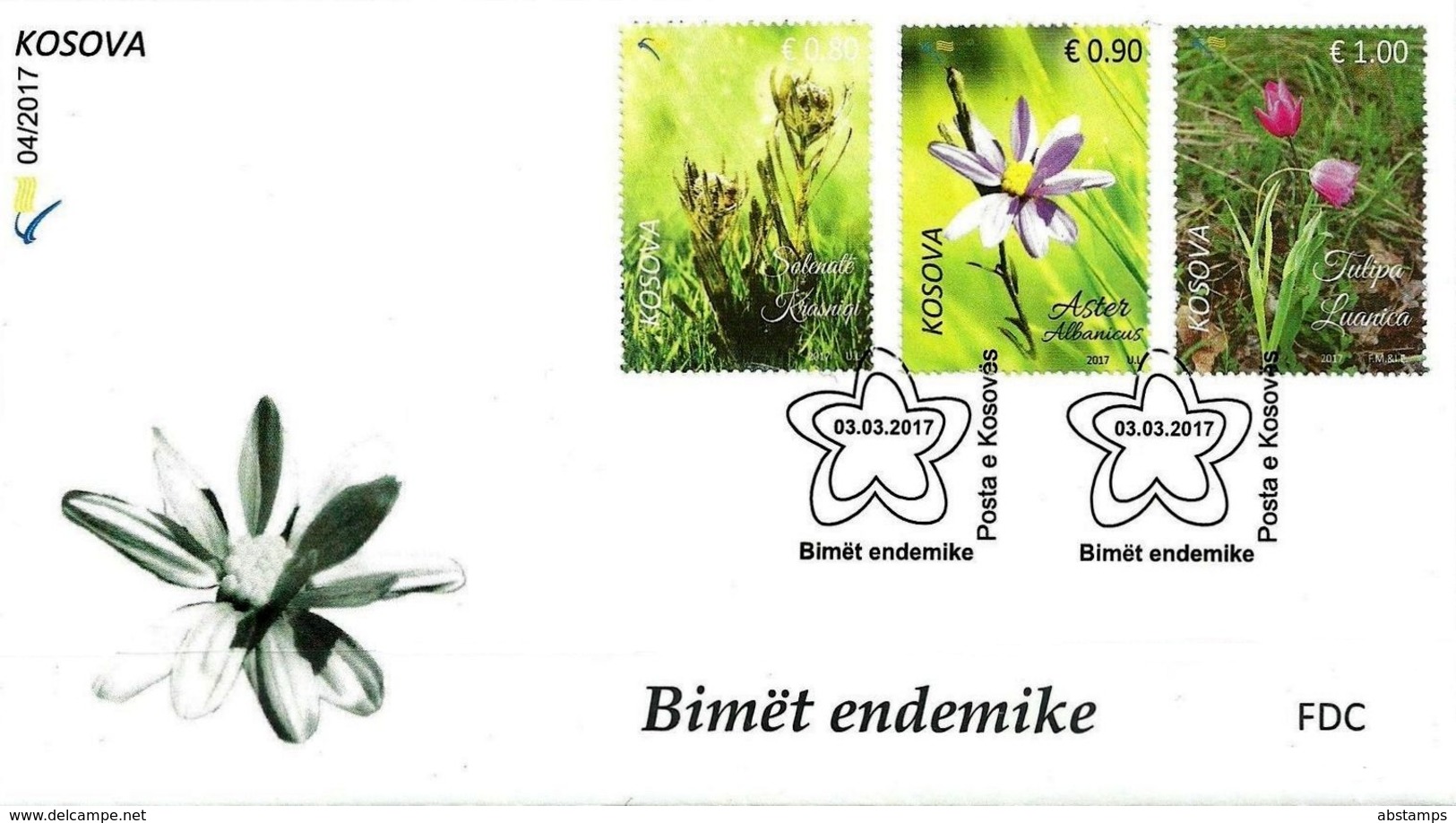 Kosovo 2017. Flora. Aster Albanicus, Tulipa Luanica, Solenantë Krasniqi. FDC MNH - Kosovo