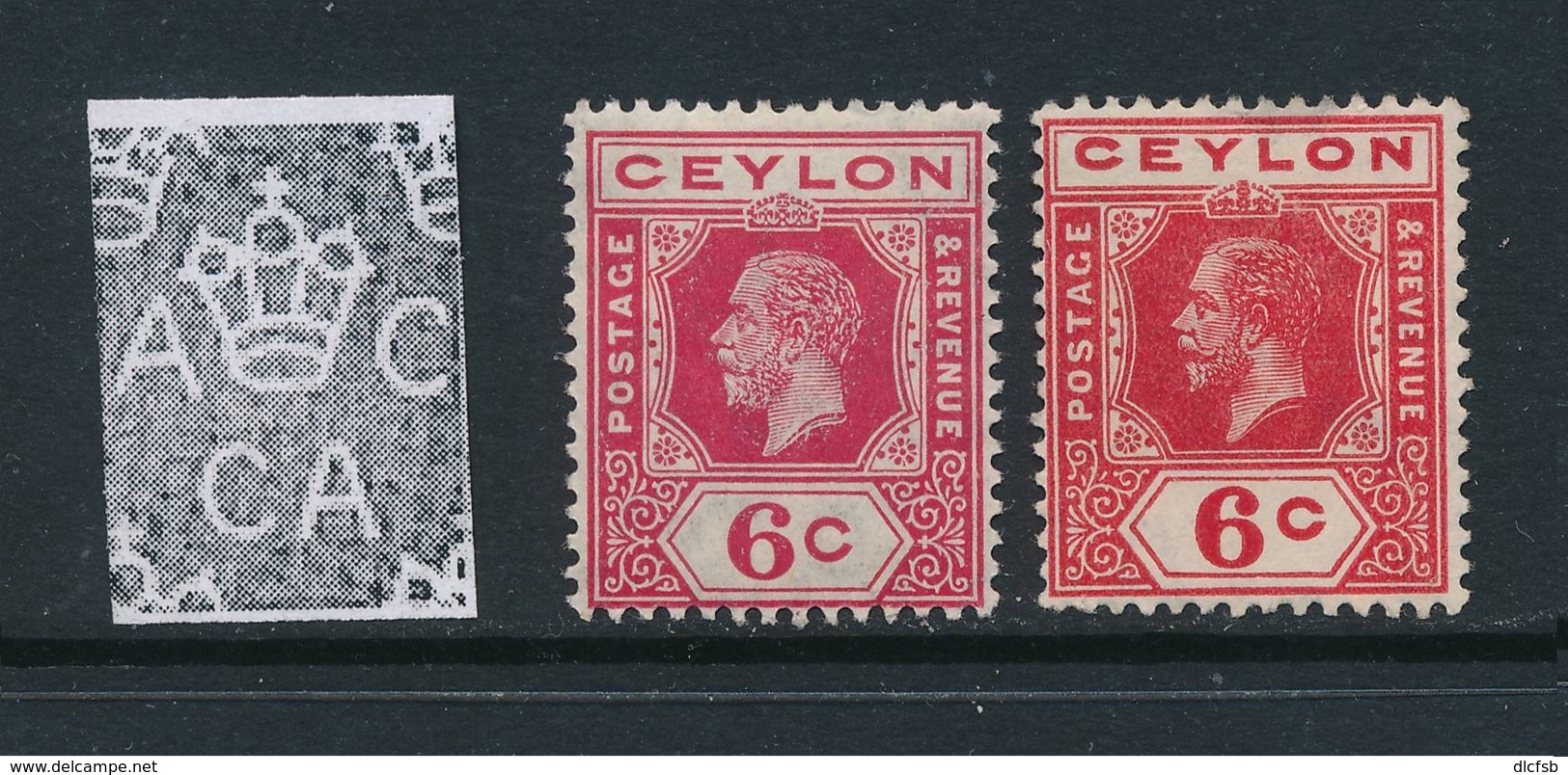 CEYLON, 1912 6c Carmine (type A) Fine MM + 6c (type B), SG306, 309, Cat £20 - Ceylon (...-1947)