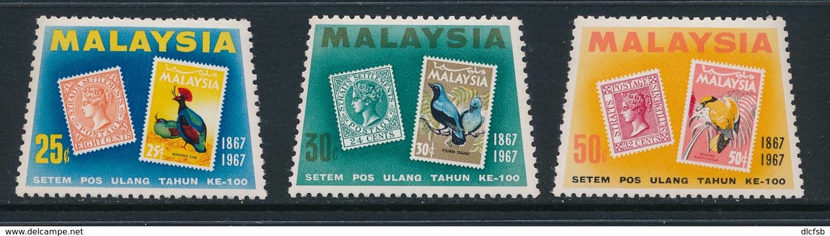 MALAYA, 1967 Stamp Centenary Set Unmounted Mint MNH, Cat £6 - Straits Settlements