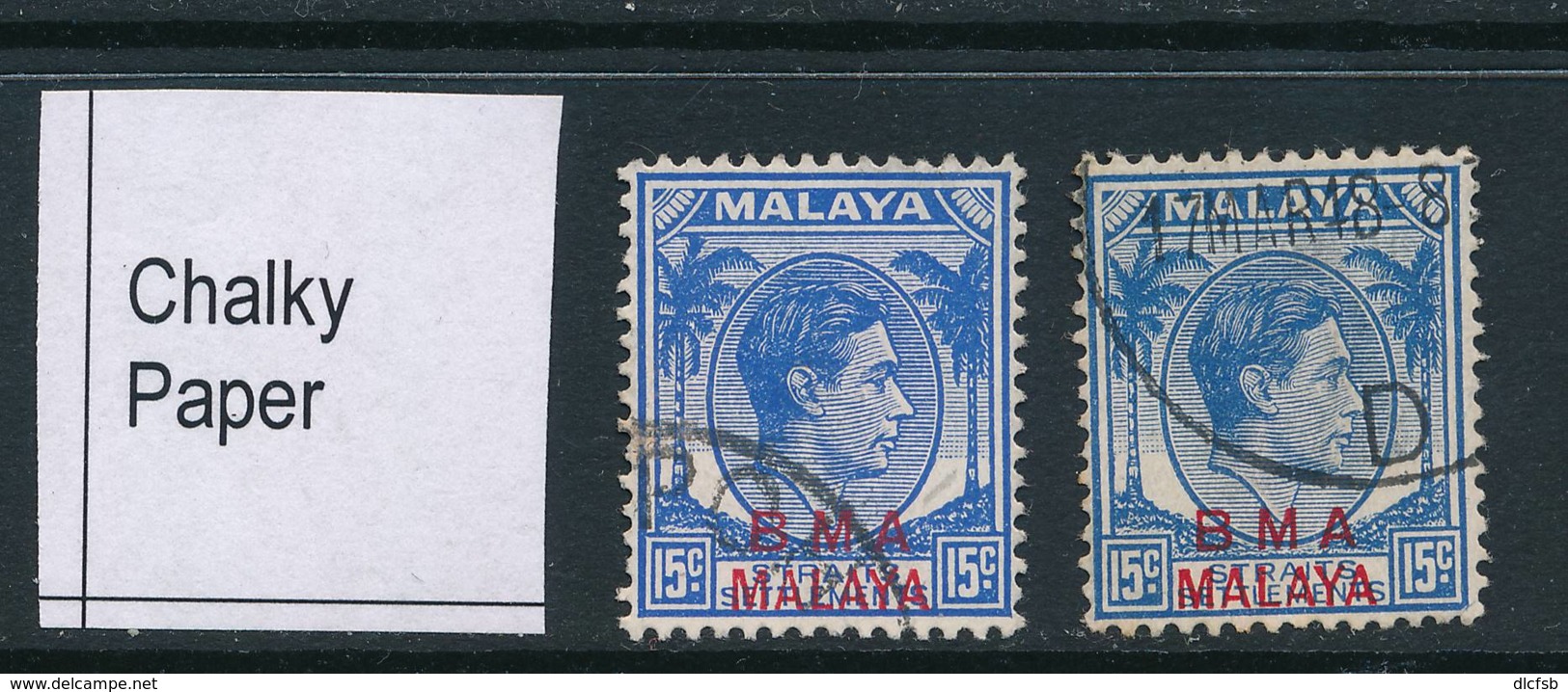 MALAYA/BMA, 15c Chalky Ultrmarine+blue Fine Used, SG12,12b - Malaya (British Military Administration)
