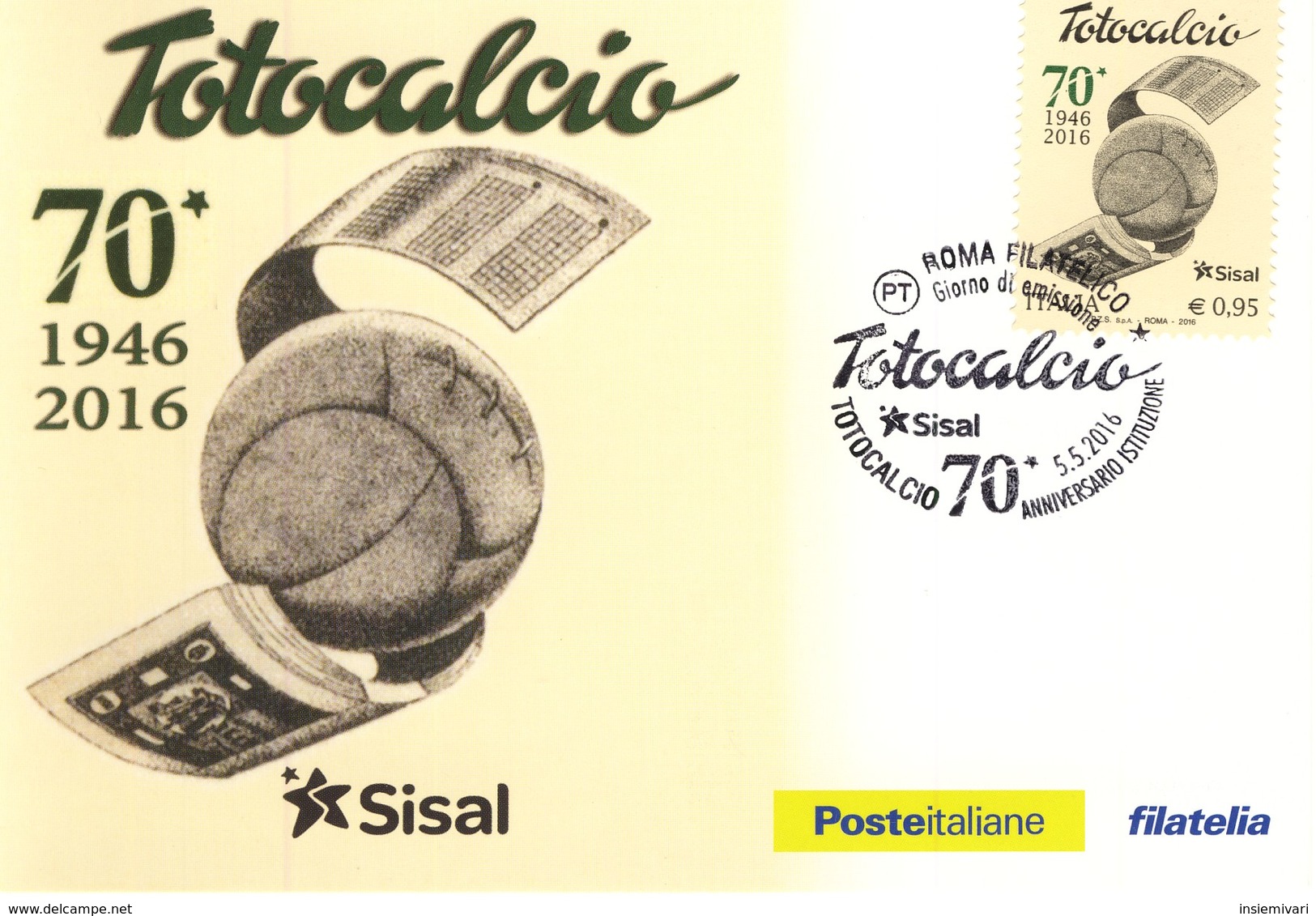 ITALIA -2016 -TOTOCALCIO- 1 CARTOLINA POSTALE - FDC. - FDC