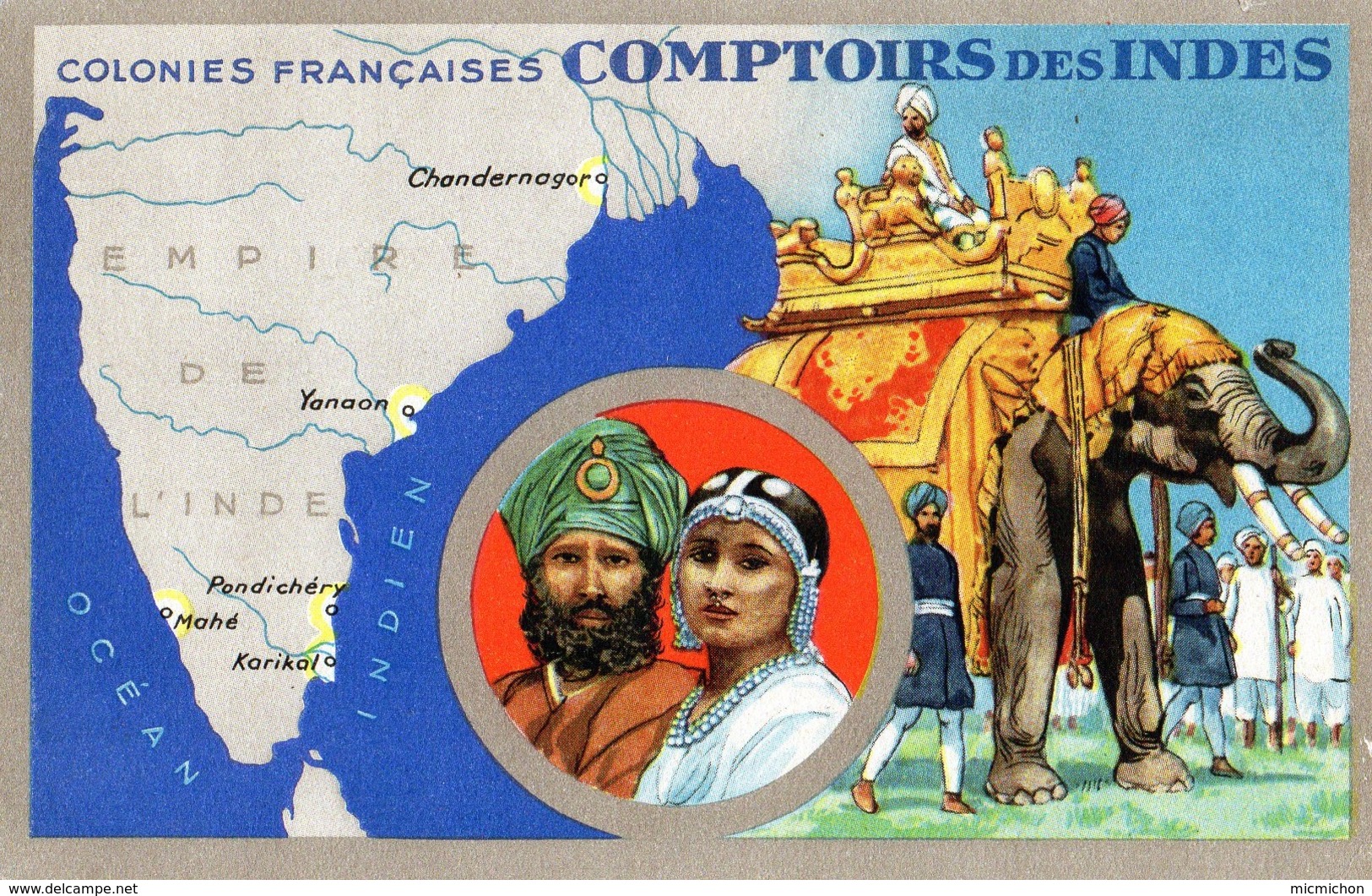 Carte LIon Noir Colonies Françaises COMTOIR Des INDES - Publicité