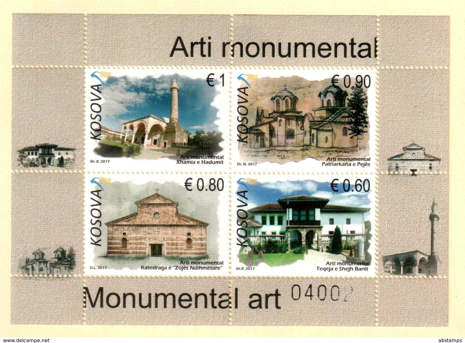 Kosovo Stamps 2017. Monumental Art, Religious. Set Sheet MNH - Kosovo